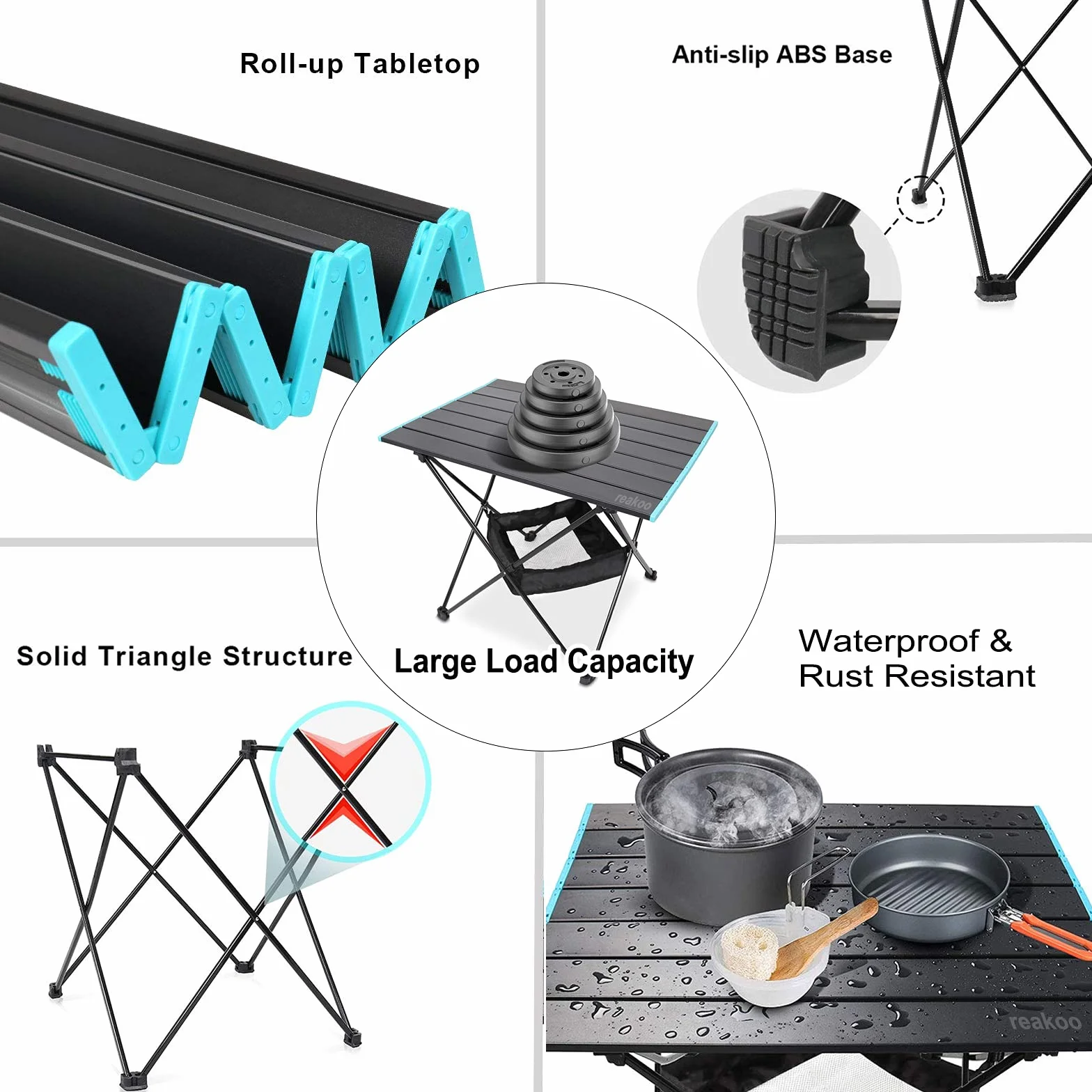 reakoo Składany stół kempingowy aluminiowy ultralekki przenośny z torbą