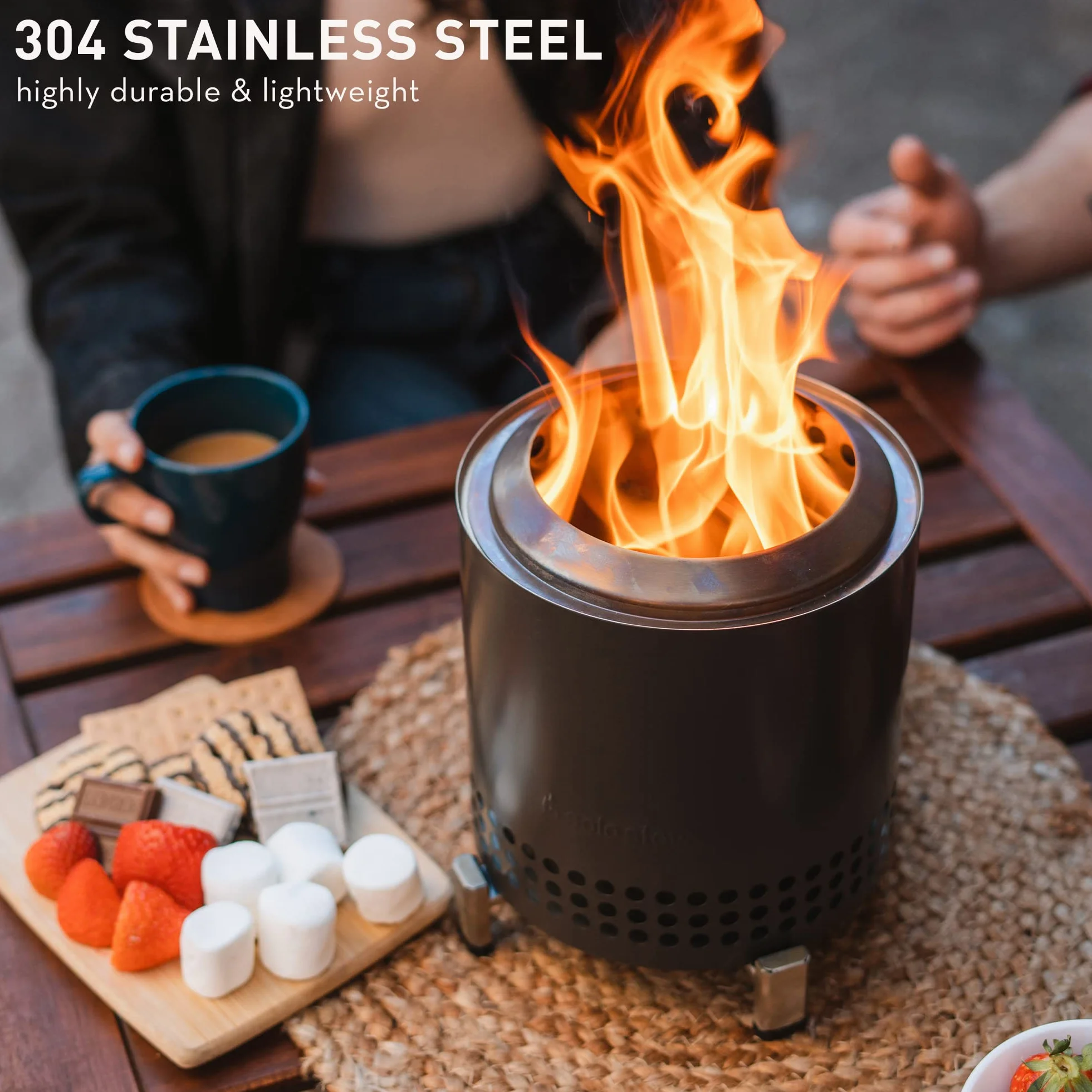 Solo Stove Mesa XL Ognisko stołowe ze stojakiem, stal nierdzewna, niski dym, 21,8 x 17,8 cm, 1 kg