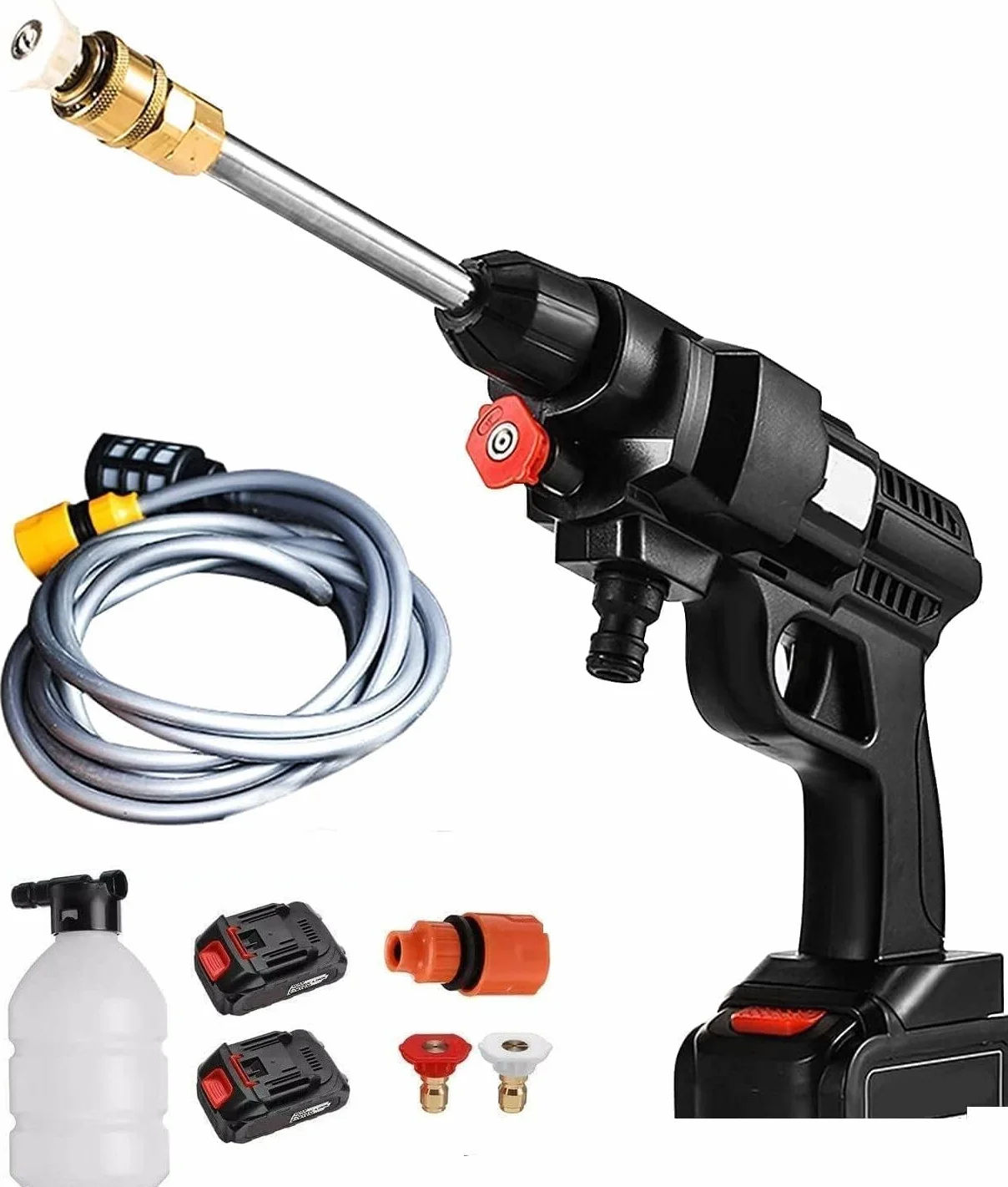 SQUADO Bezprzewodowy pistolet ciśnieniowy 48 V 8000 mAh 50 PSI wąż 3 m myjka wysokociśnieniowa