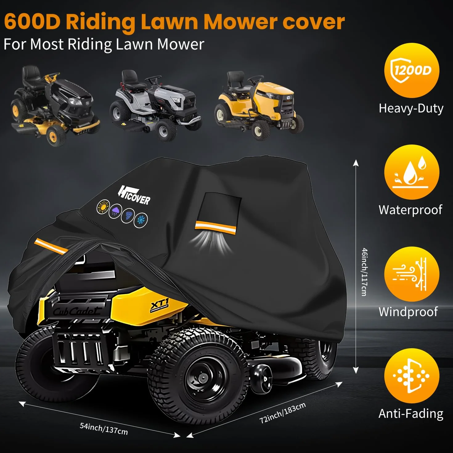Pokrowiec na kosiarkę nasiadową 600D Oxford PU wodoszczelny Heavy Duty