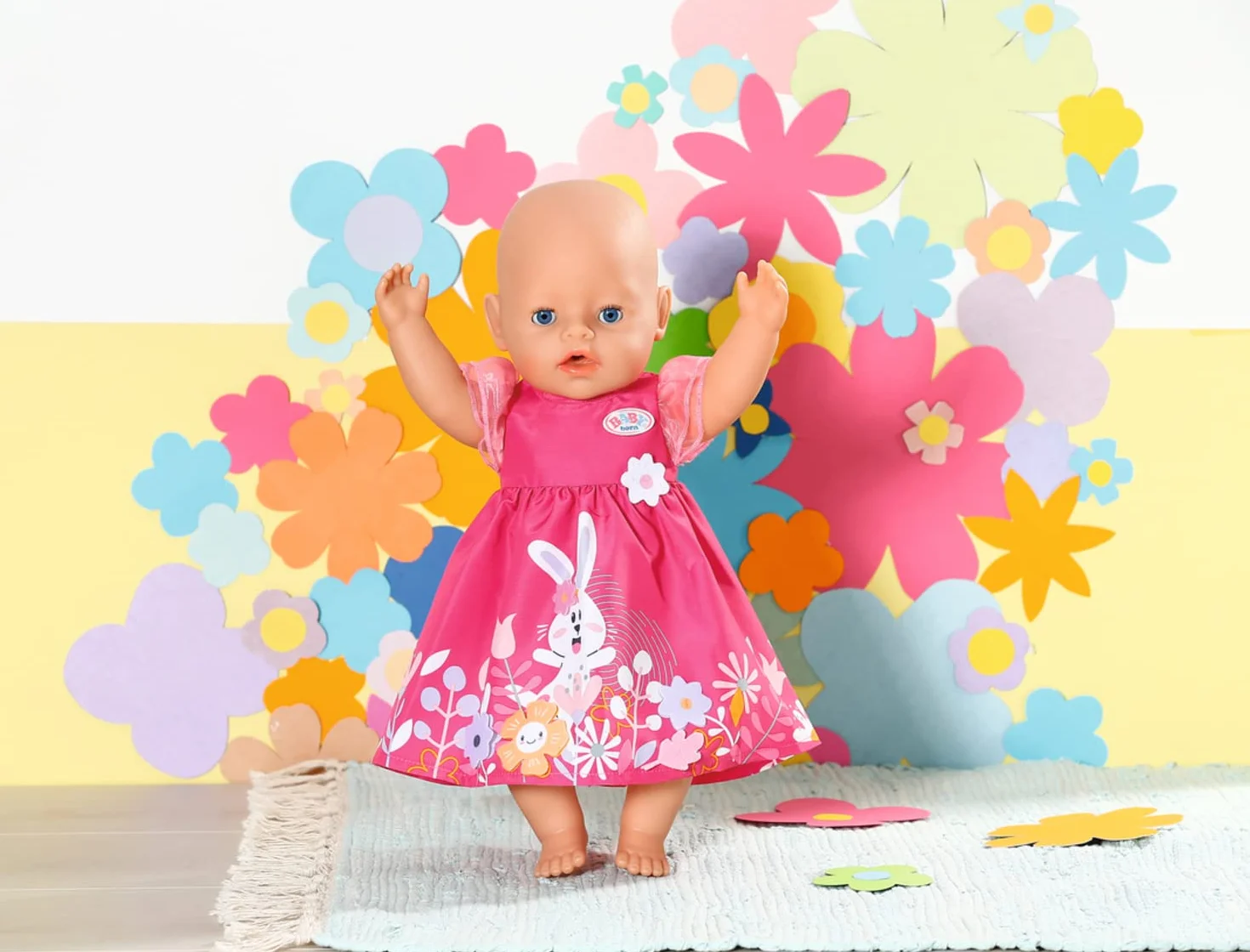 BABY born Dress Flowers - Fits BABY born dolls up to 43cm - Set Includes Flower Dress and hanger - Suitable for children aged 3+ years - 832639