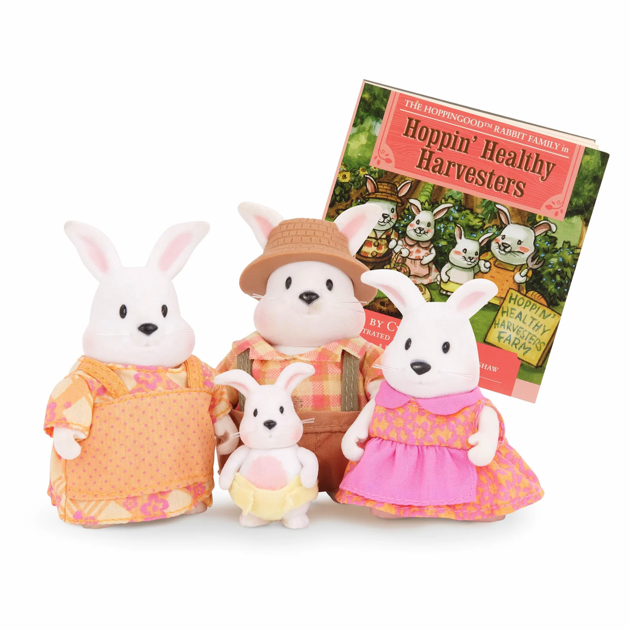 Li'l Woodzeez Rodzina królików Hoppingood - 5-częściowy zestaw zabawek z miniaturowymi figurkami zwierząt i bajką - zabawki i akcesoria dla dzieci w wieku od 3 lat
