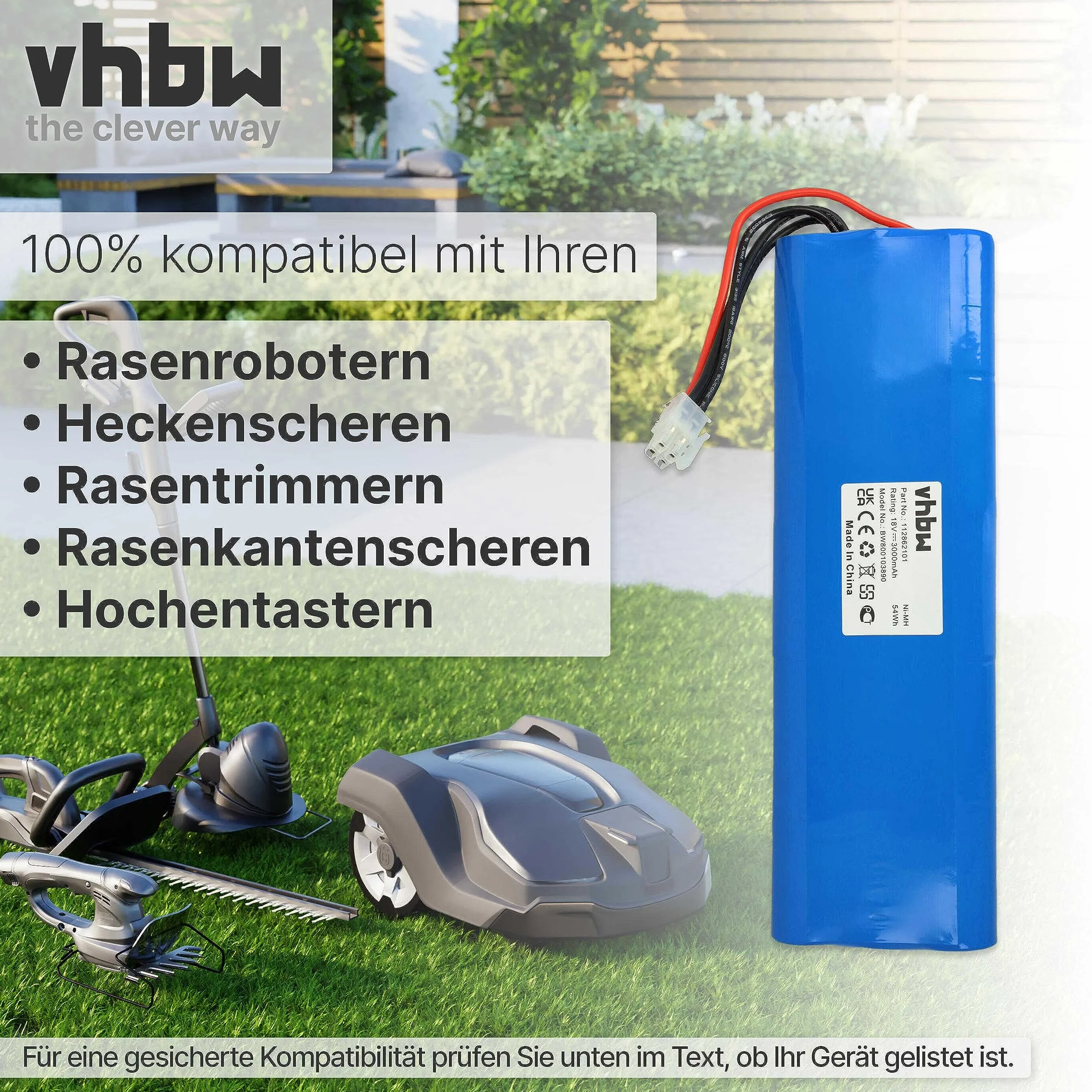 vhbw Akumulator NiMH 3000 mAh 18 V do Husqvarna Automower 210C 220AC 230ACX 260ACX G2
