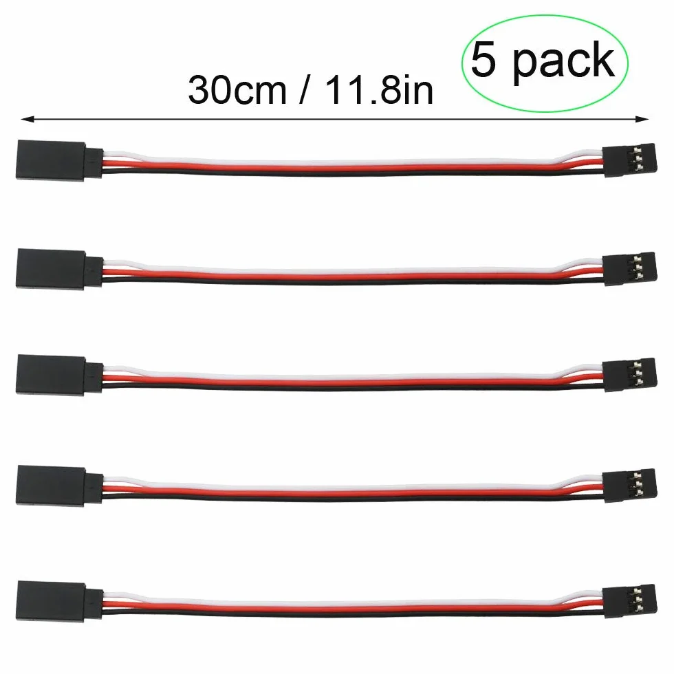 GTIWUNG 5 sztuk 12" / 300 mm RC serwo, przedłużacz JR, kabel serwo, wtyczka JR, przedłużacz 22AWG 60 rdzeni Futaba