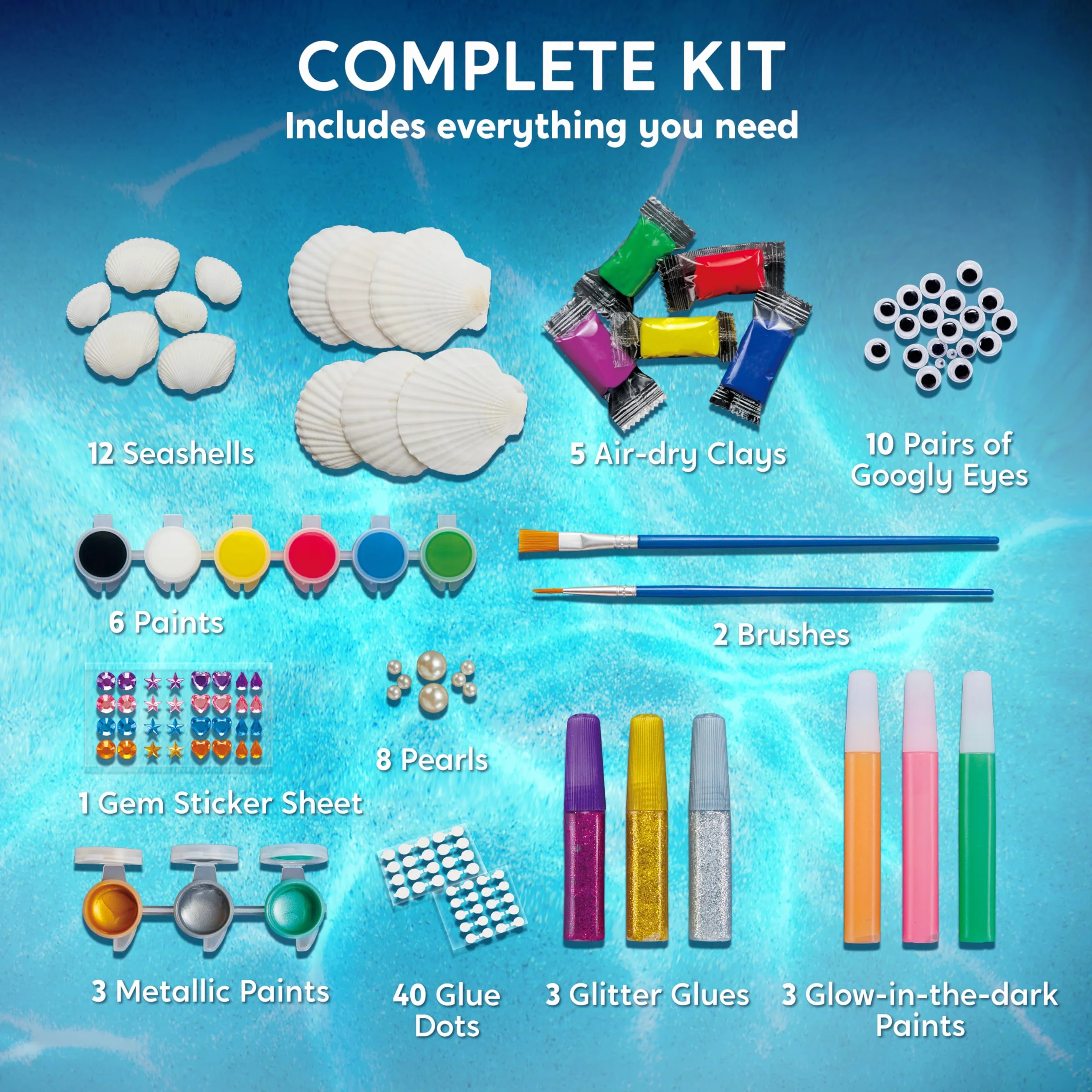 Klever Kits Shell Painting Zestaw do malowania muszli dla dzieci, kreatywne dla dziewczynek, zestaw DIY do majsterkowania, zestaw do majsterkowania dla dzieci od 6 7 8 9-12 lat, majsterkowanie na