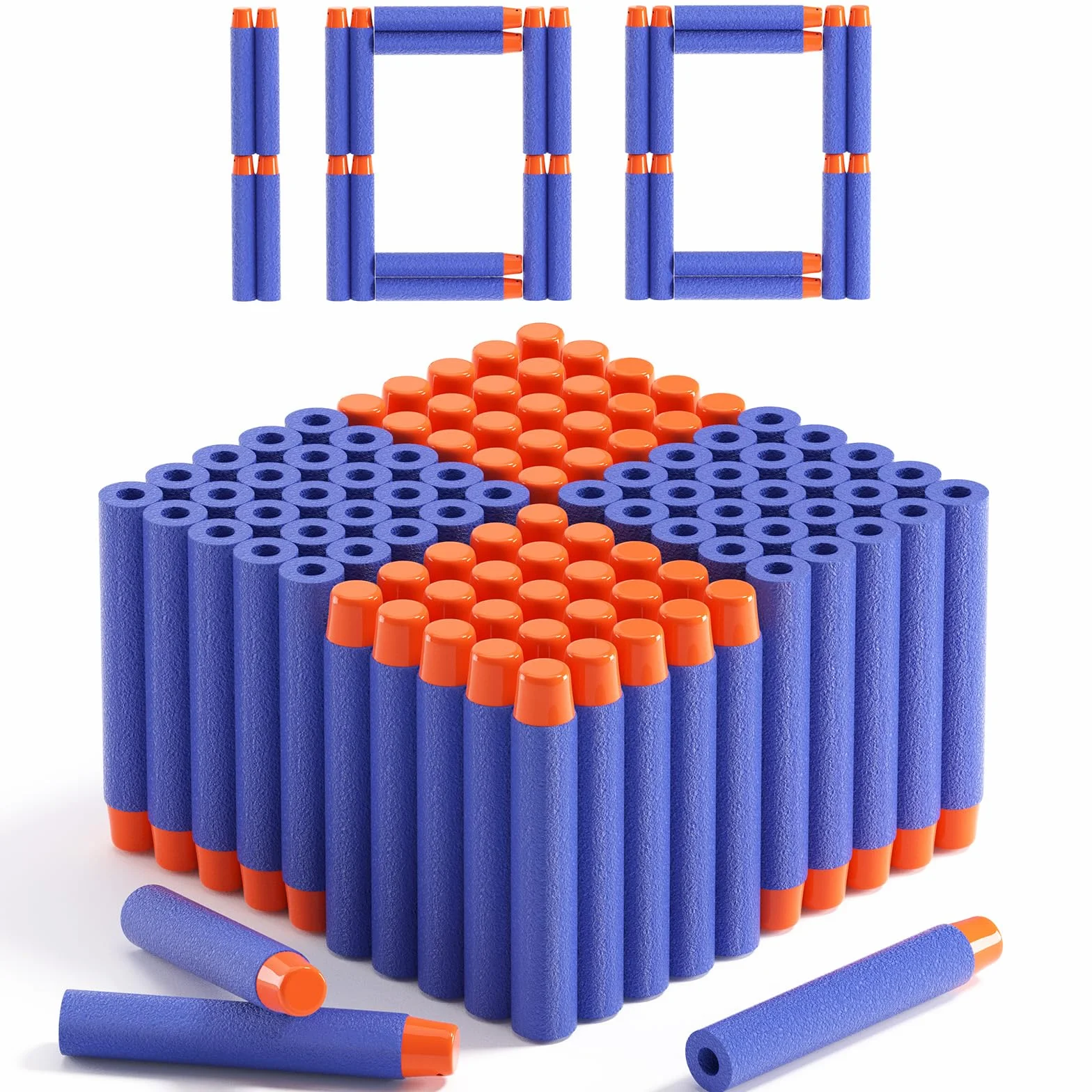 AMOSTING 100 rzutek do Nerf Elite 2.0 z workiem na sznurek, zapasowe lotki amunicja, piankowe rzutki kompatybilne z Nerf Hasbro Fortnite