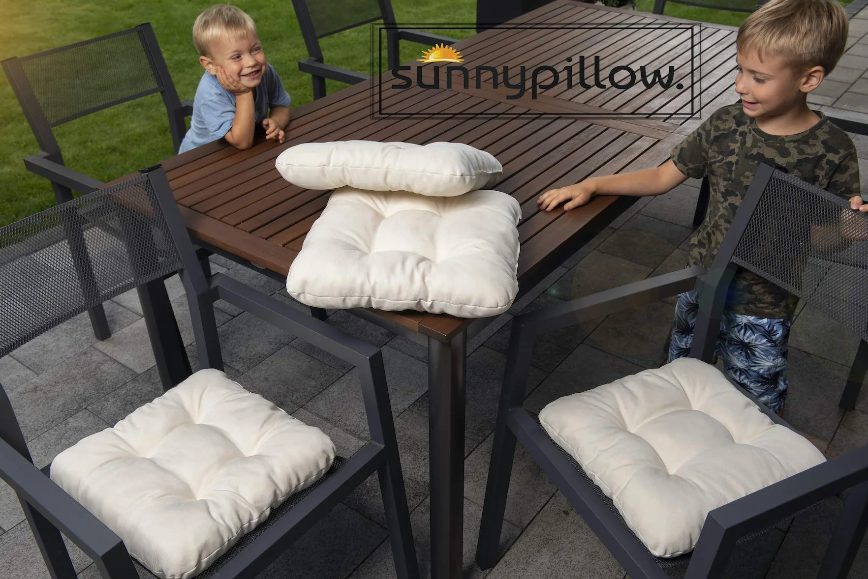 Sunnypillow zestaw 4 poduszek na krzesła 45x45 cm 8 cm do domu i ogrodu