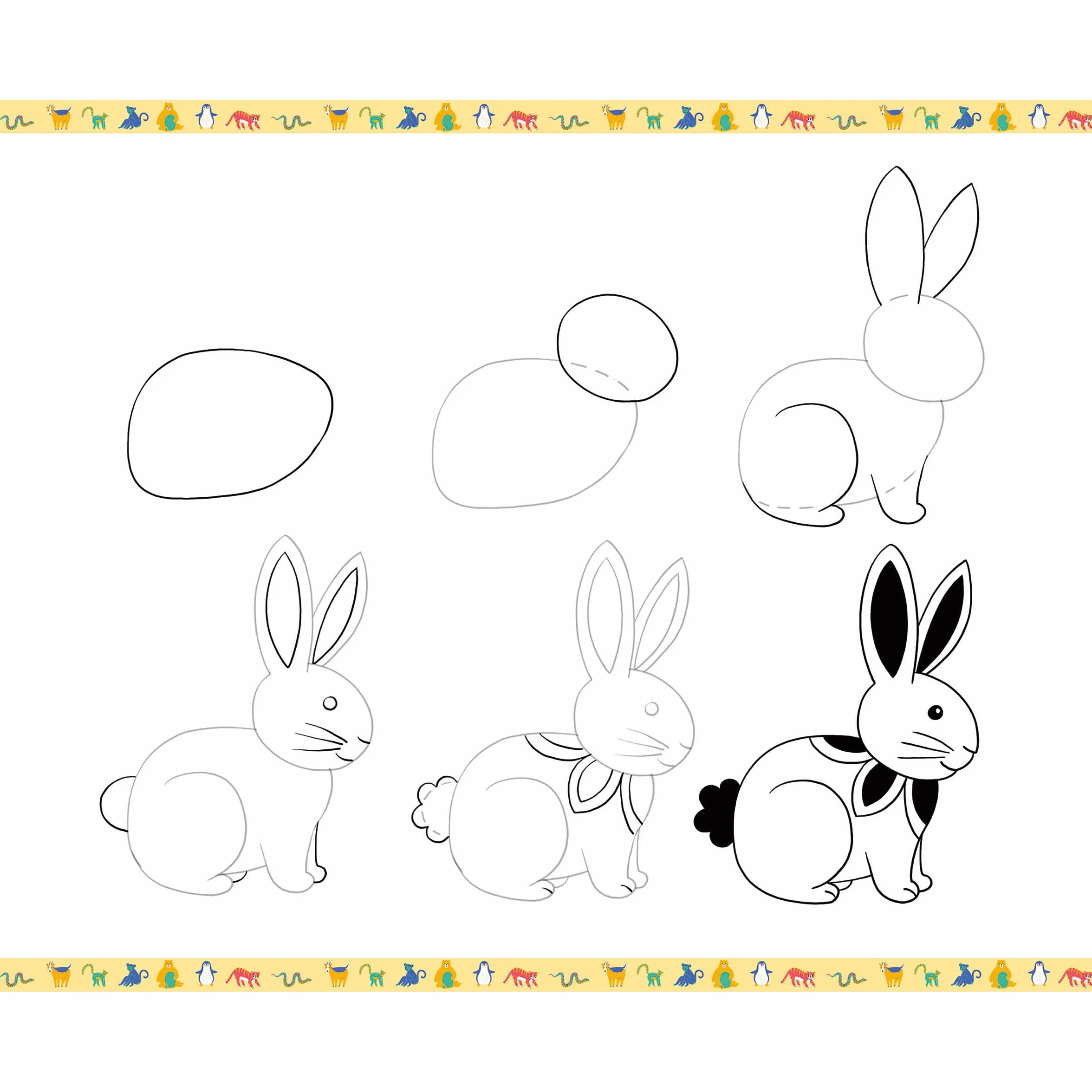 Janod - Step by Step Drawing - Nauka rysowania - 20 modeli zwierzęcych - zestaw do rysowania dla dzieci - nauka rysowania i koncentracji - od 6 lat - J09155