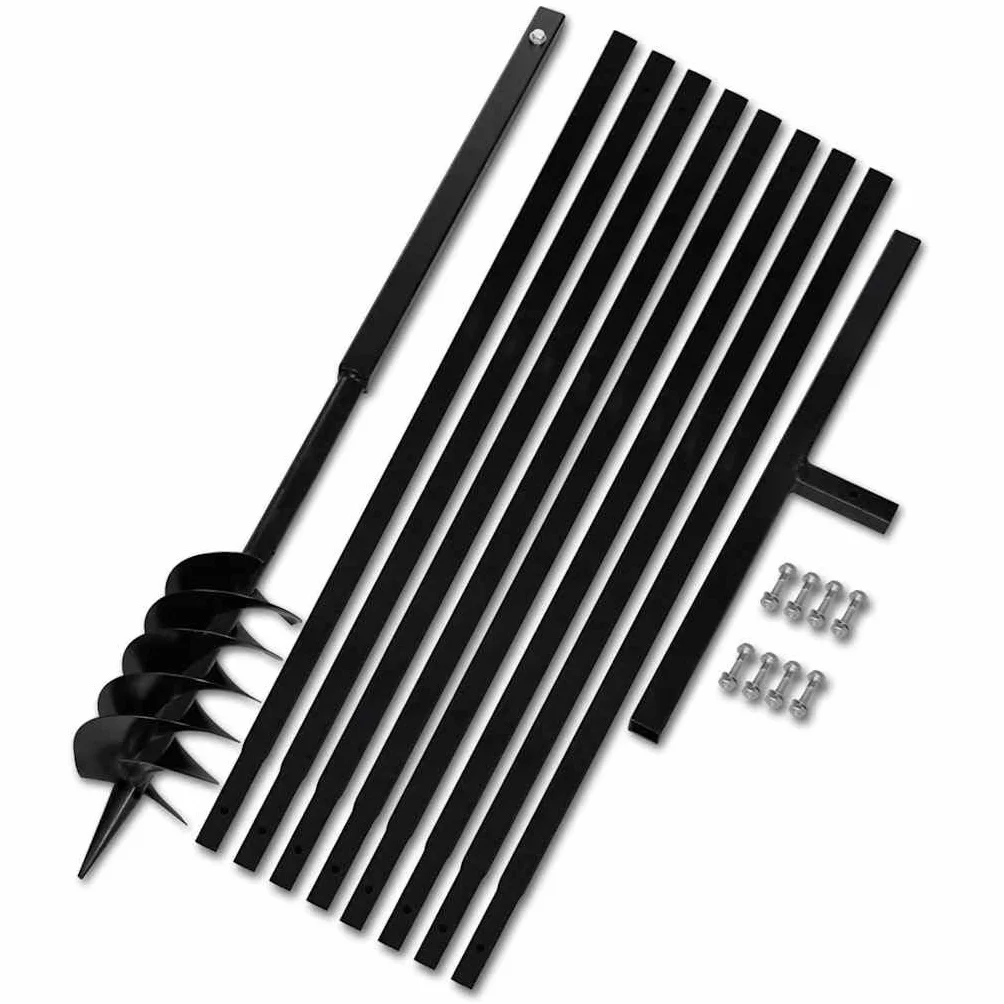 vidaXL Wiertło do gleby z uchwytem 120 mm, rura przedłużająca 9 m