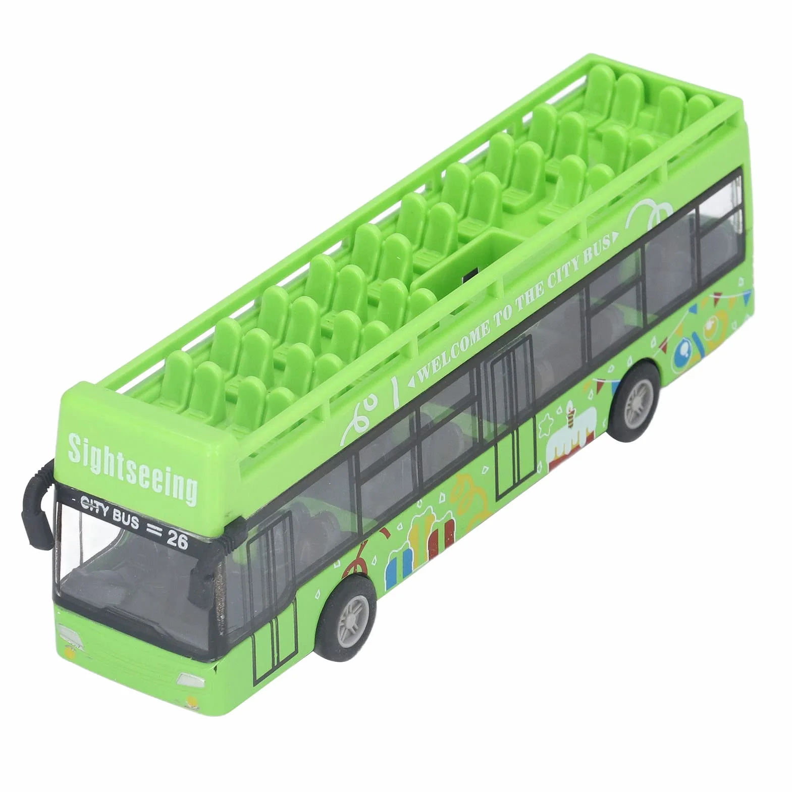 Zielony Autobus, Stop Stopu Wysokiej Symulacji Metalowy Autobus Typu Pull-back Zabawka dla Dzieci dla Dzieci(Zielony)