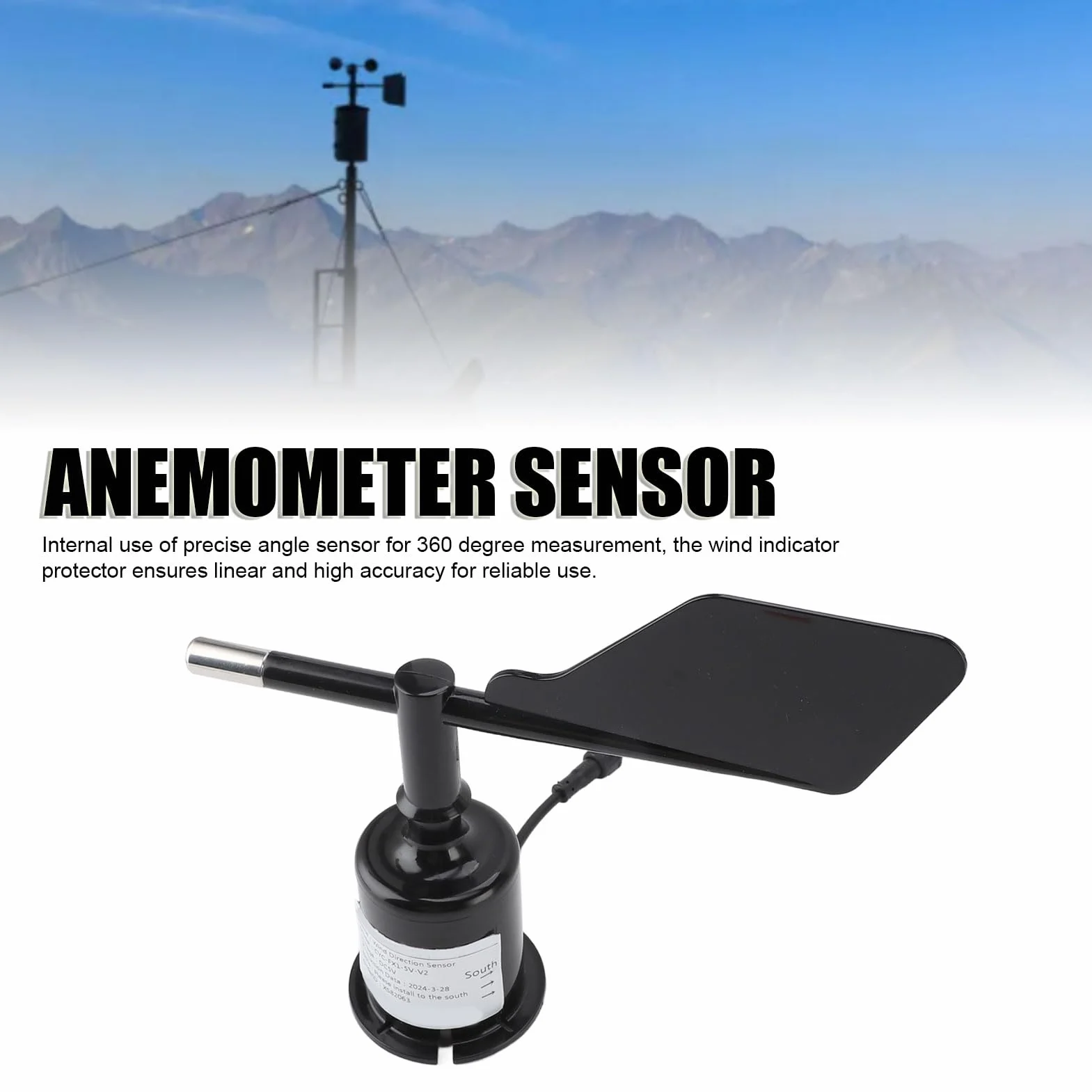 Nadajnik Czujnika Kierunku Wiatru 360° ABS Anemometr Wiatromierza do Szklarni Ogrodowych Przemysłu Lotniczego