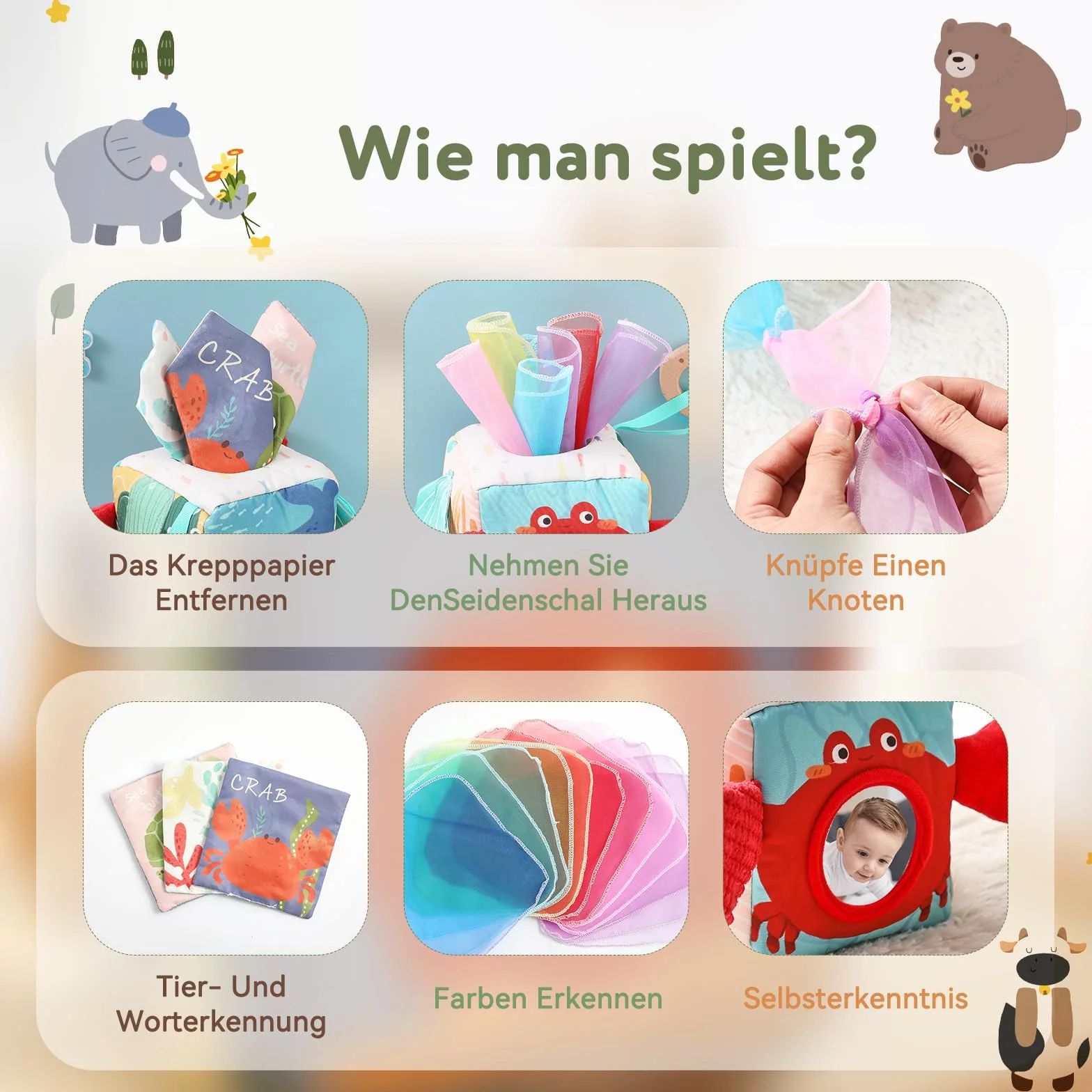 Montessori pudełko na chusteczki dla niemowląt, zabawka sensoryczna dla dzieci w wieku 6-12 miesięcy, zabawka motoryczna, pudełko na chusteczki dla dzieci w wieku od 1, 2, 3 lat, dla dziewcząt