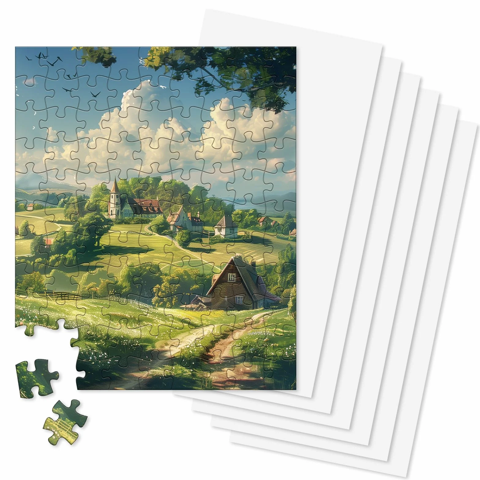 MOZOOSON 6 arkuszy samoprzylepnych puzzli, folia samoprzylepna, idealna do 1000 elementów
