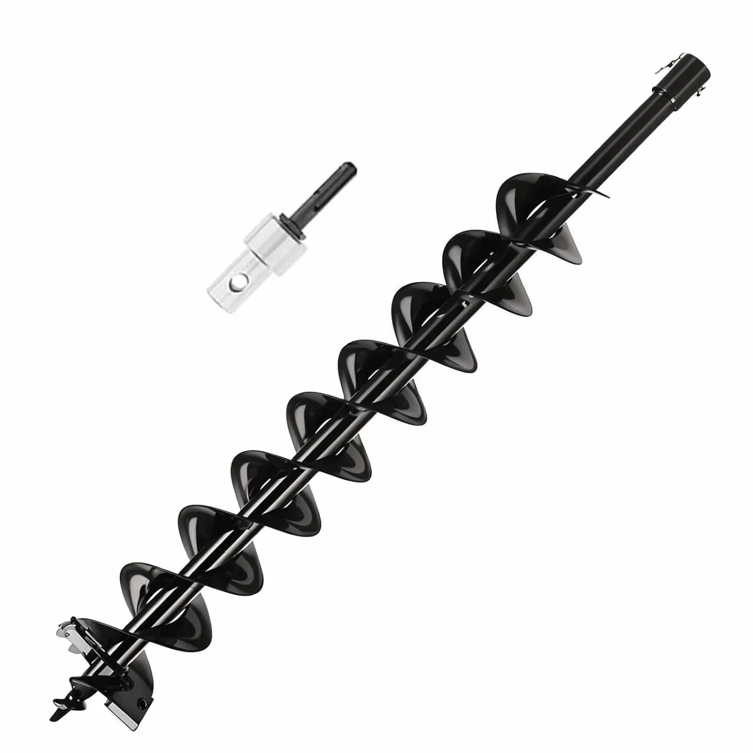 Wiertło do gleby stalowe 800 mm x 100 mm ze sworzniem zabezpieczającym i adapterem