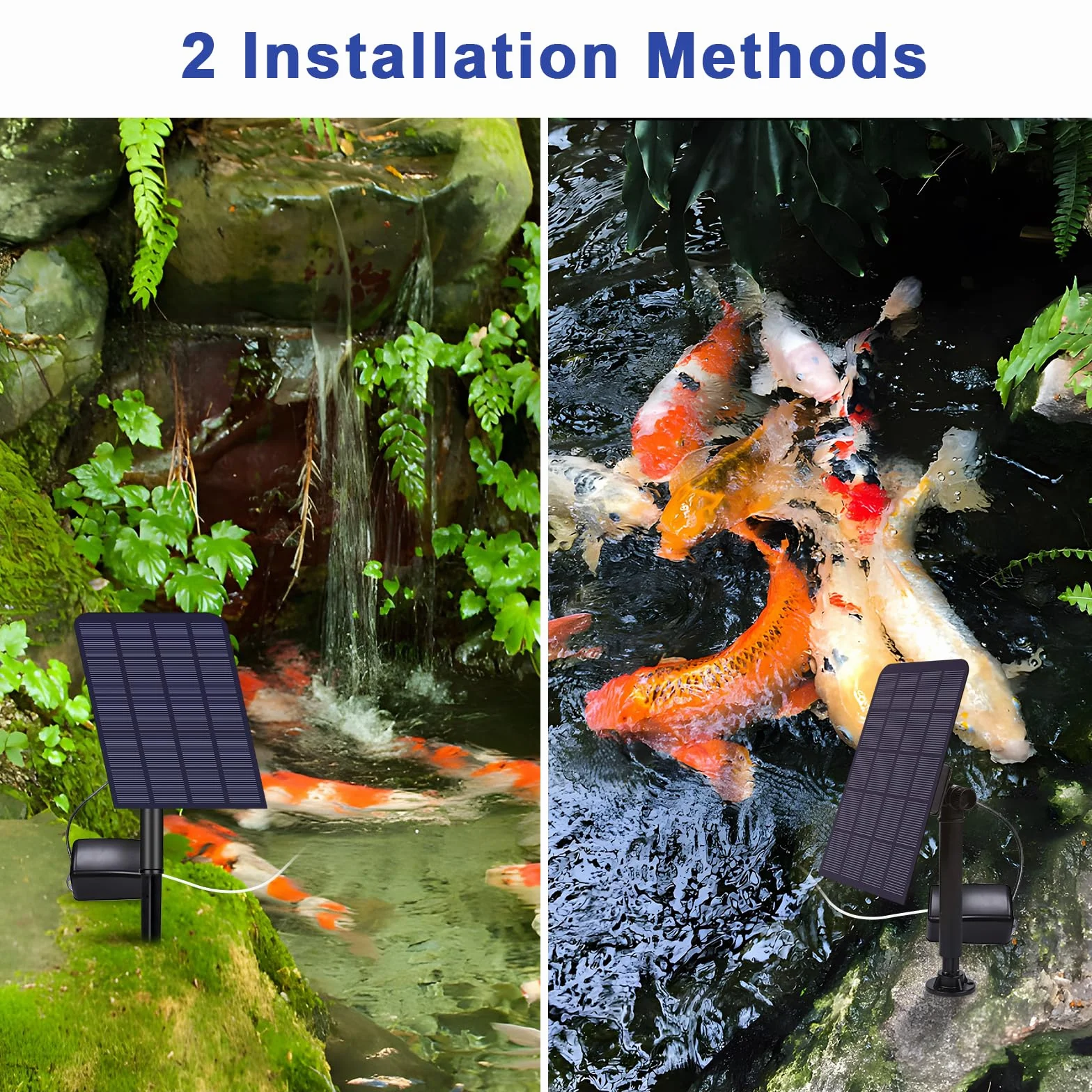 GuKKK Aerator solarny do basenu 2 W, pompa tlenowa z kamieniem powietrznym do stawów i akwarium