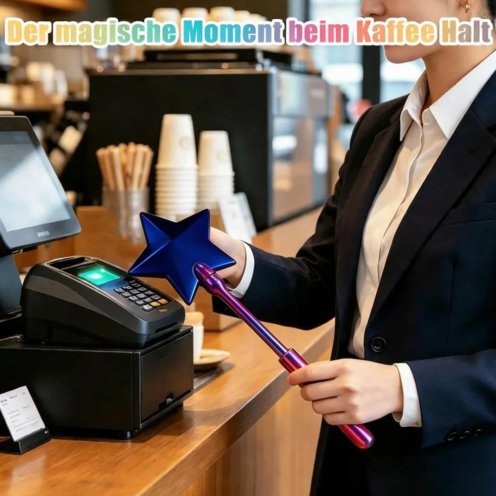 Magiczna różdżka na kartę kredytową, z nadrukiem 3D, do zapłaty, z nadrukiem 3D, śmieszny uchwyt na karty kredytowe dla nastolatków i dorosłych (niebieski i fioletowy)