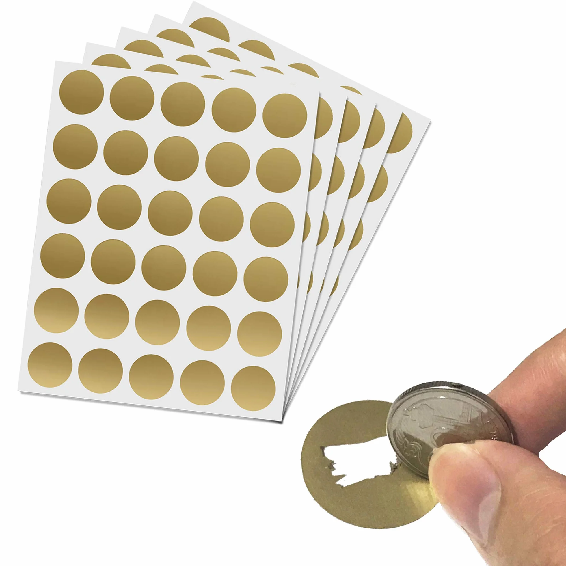 Złote Naklejki Zdrapki 25mm Okrągłe 150 Sztuk