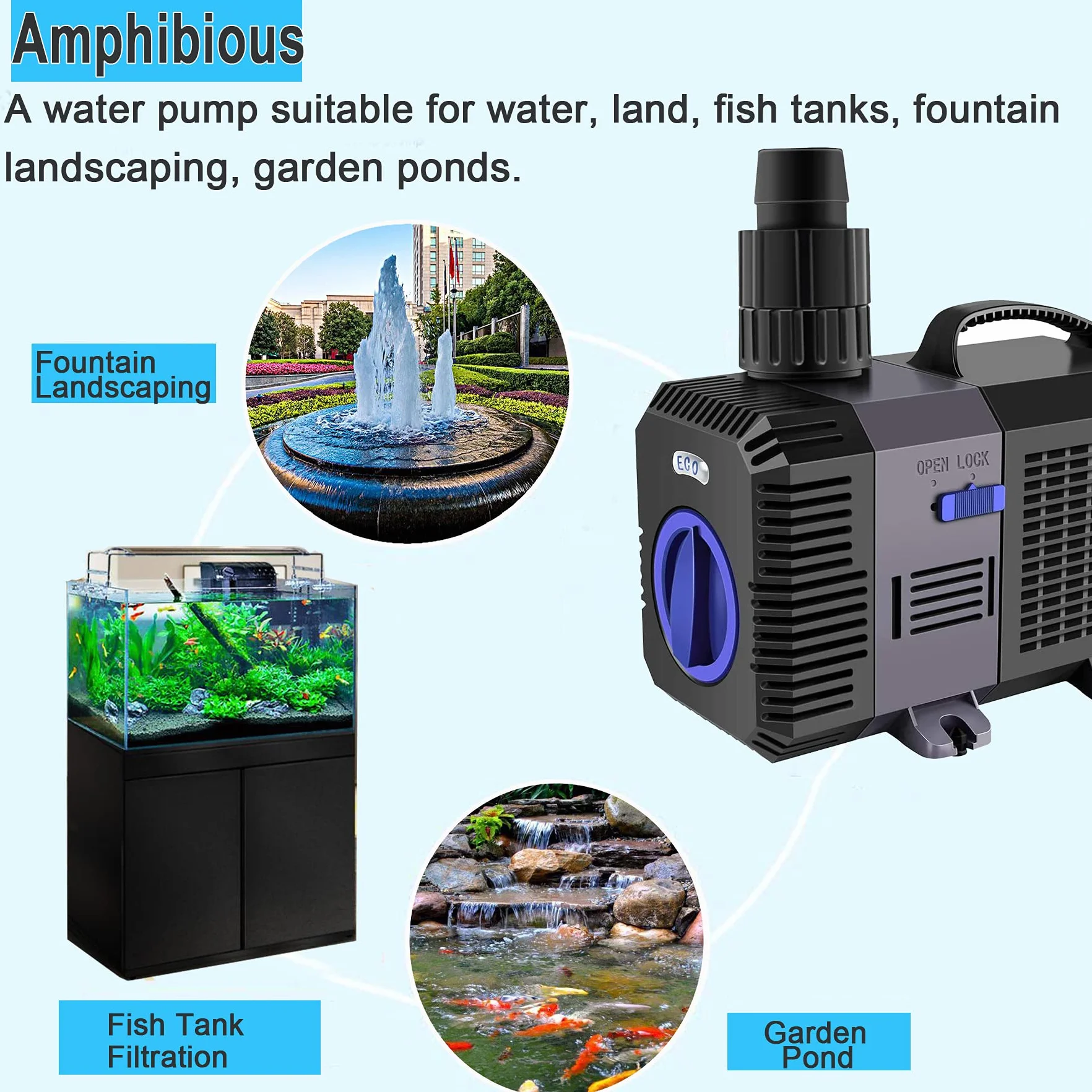 Eco pompa do oczka wodnego z filtrem 3600 l/h energooszczędna