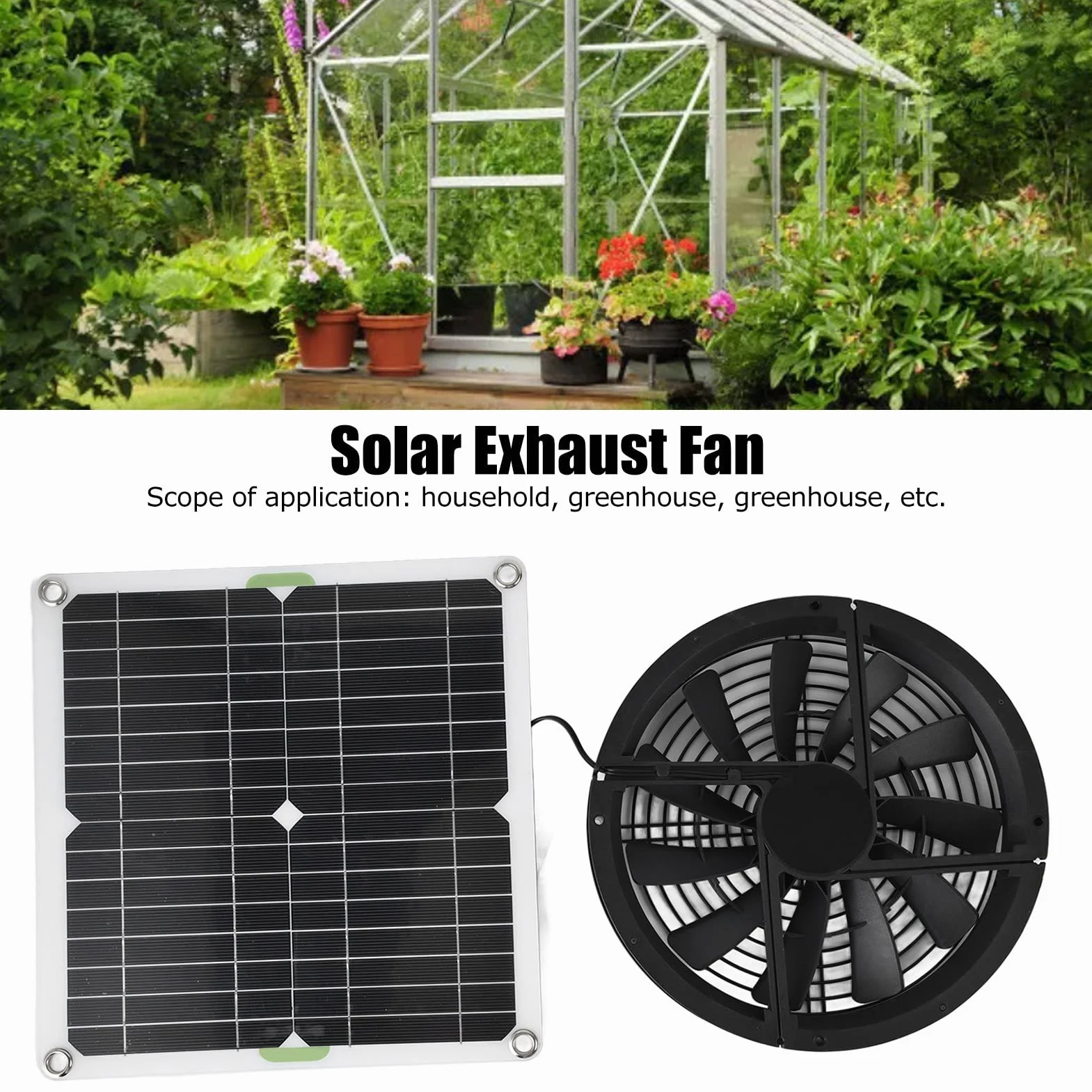 Wentylator solarny z panelem słonecznym do kurnika szklarni
