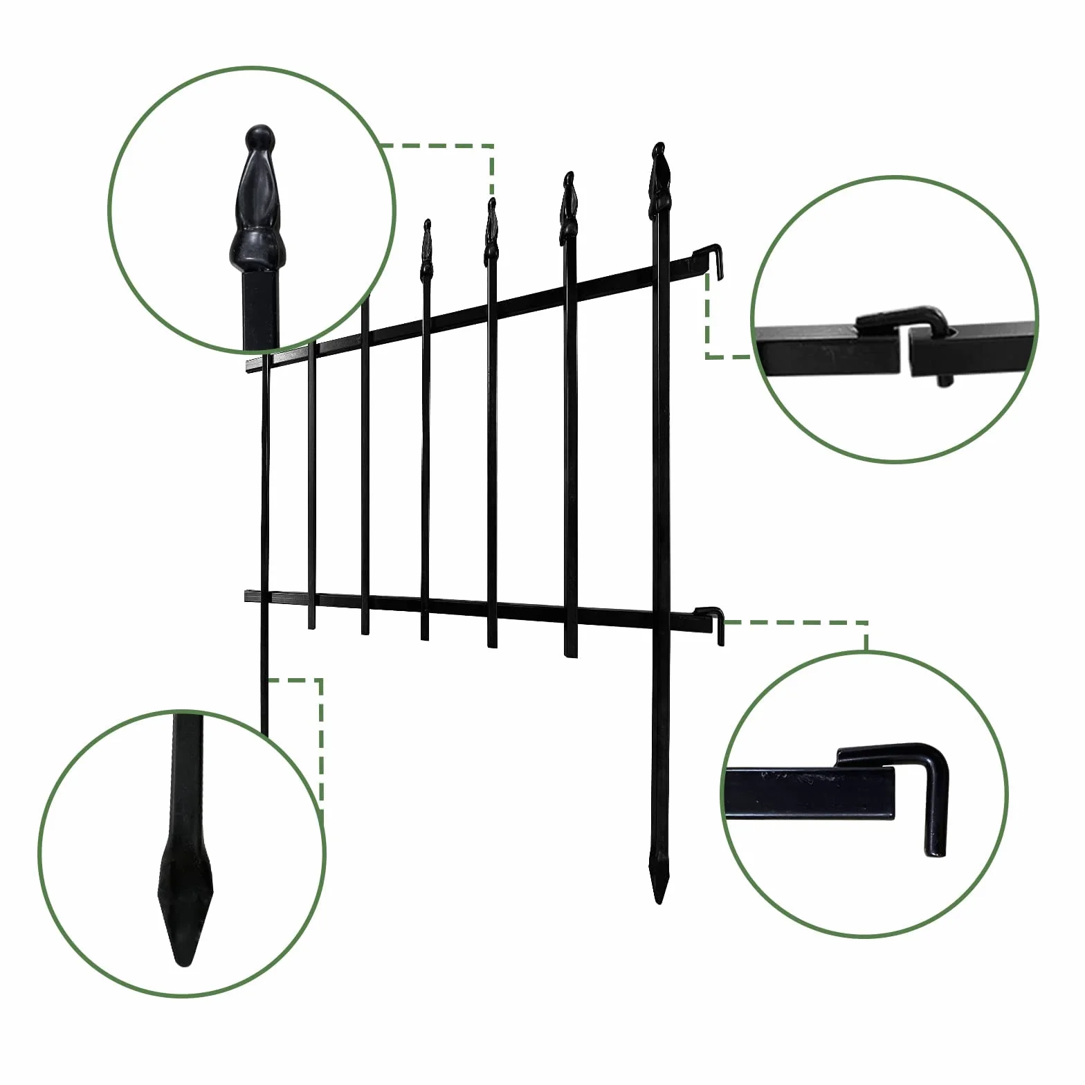 Thealyn Metalowe panele ogrodzeniowe 57x45 cm 5 paneli 2,8 m ogrodzenie ogrodowe