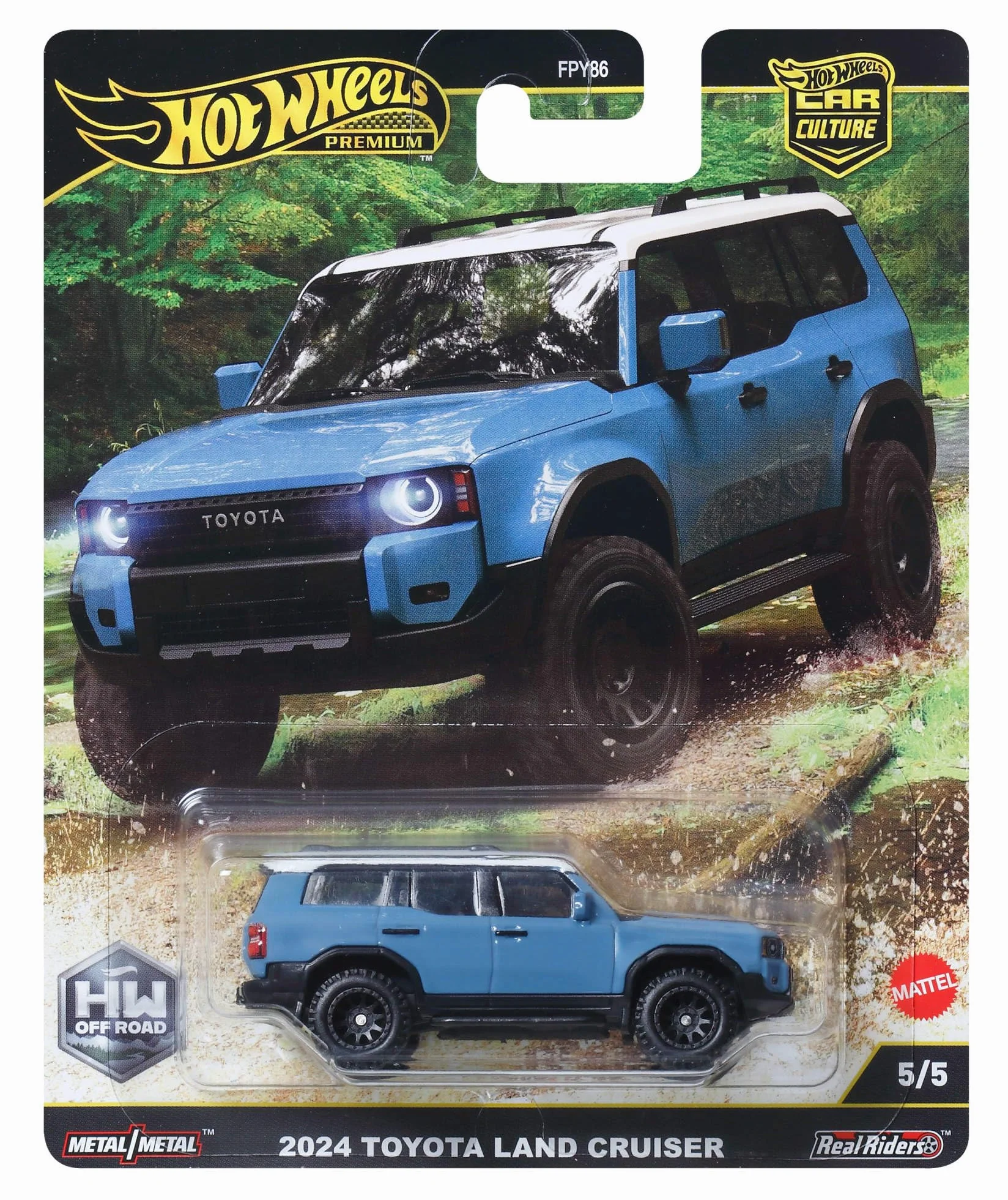 Hot Wheels Premium Car Culture Toyota Land Cruiser Metalowy samochód zabawka 1:64 Real Riders JBK52