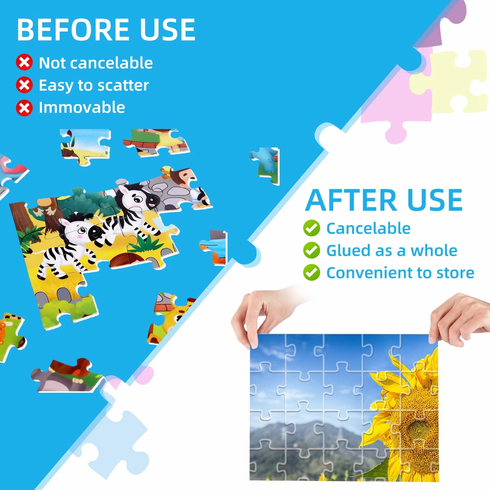 Klej do puzzli, 3 sztuki, przezroczysty klej do puzzli z aplikatorem, odpowiedni do mocowania i zawieszania puzzli - 300 ml