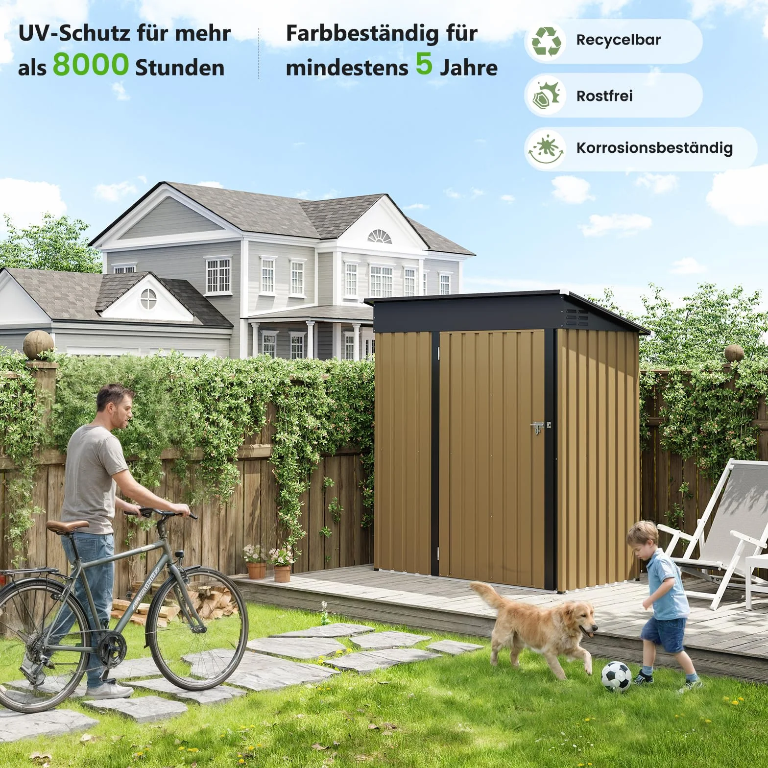 Metalowy domek ogrodowy 1,5 m² 162 x 92 x 180 cm szopa na narzędzia stal ocynkowana