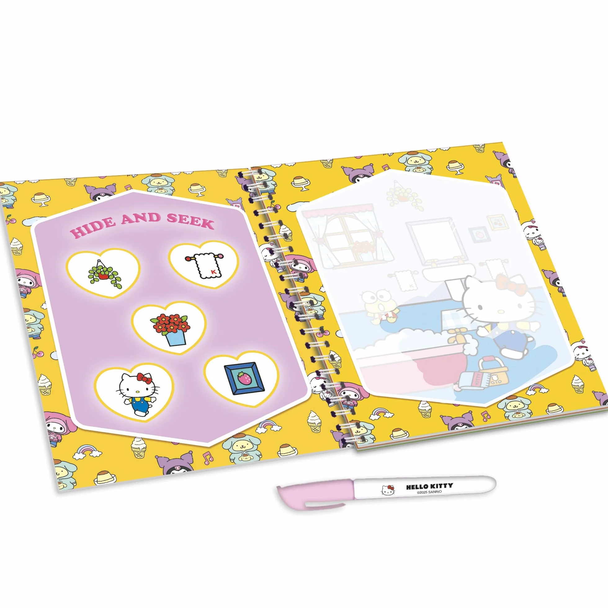 Lisciani - Hello Kitty and Friends - magiczna książka wodna wielokrotnego użytku dla dzieci od 3 lat – zabawka edukacyjna z 12 stronami i pisakiem wodnym – kreatywna książka o zajęciach bez brudu