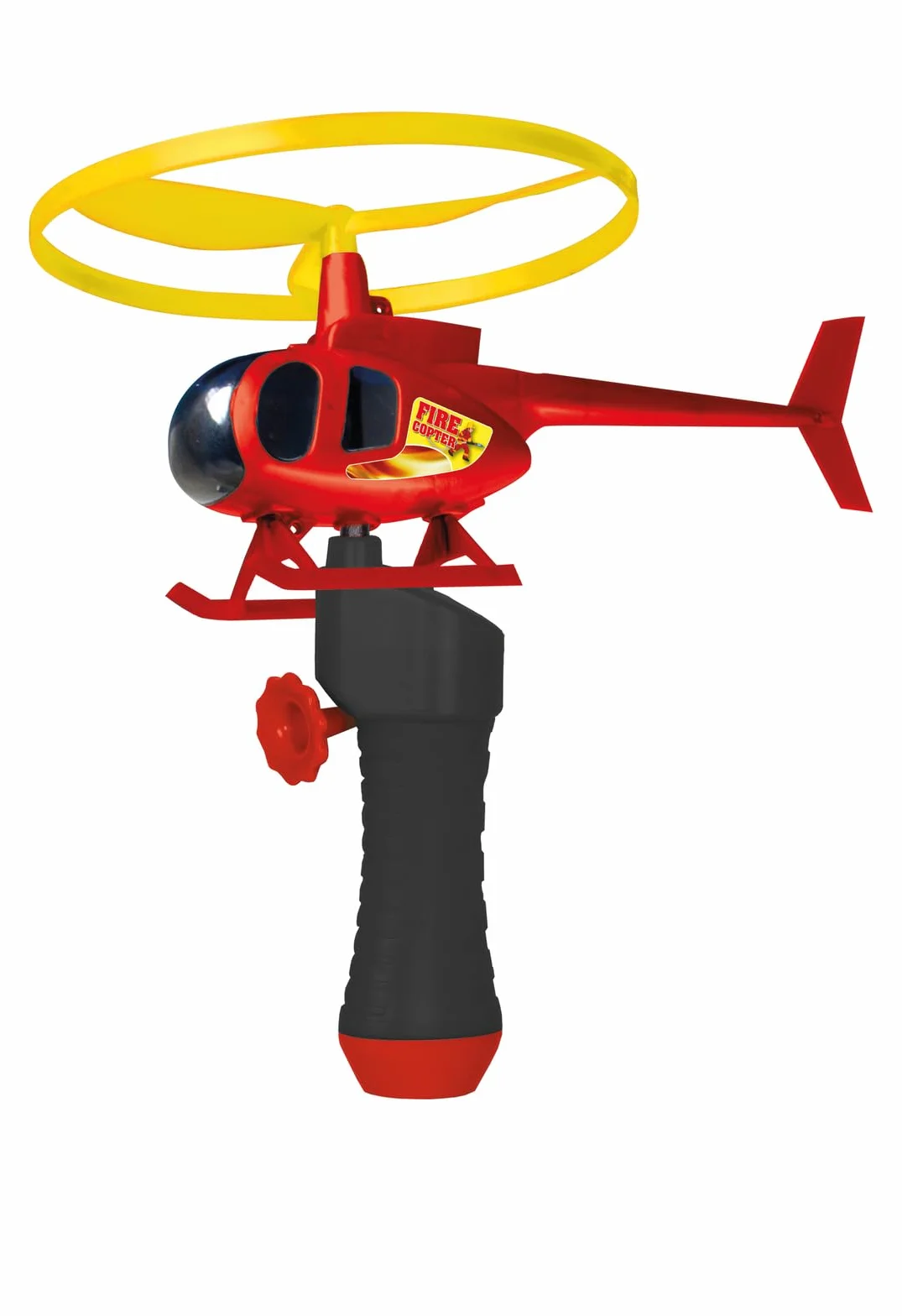 Günther Flugspiele 1678 - Helikopter strażacki, ok. Ø 12,5 cm, helikopter straży pożarnej z uchwytem szybkiego uruchamiania i rozrusznikiem, wznosi się wysoko i lata daleko, dzieci w wieku od 4 lat