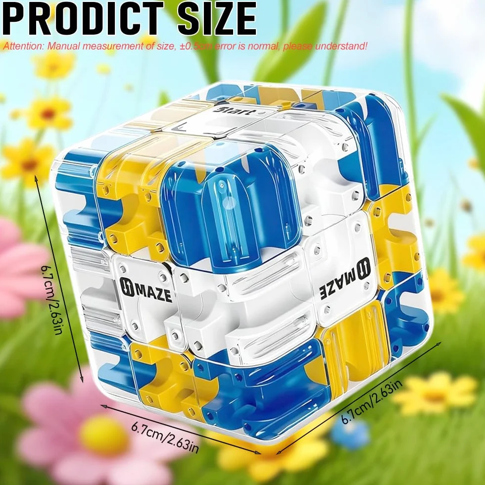 Kostka Z Labiryntem Labiryntowa, Mózgu Zabawka Interaktywne Labirynty, Interaktywna Gra Zręcznościowa 3D, Logiczne Wyzwanie Kostka Puzzle Labiryntu, Kulka Labirynt 3D