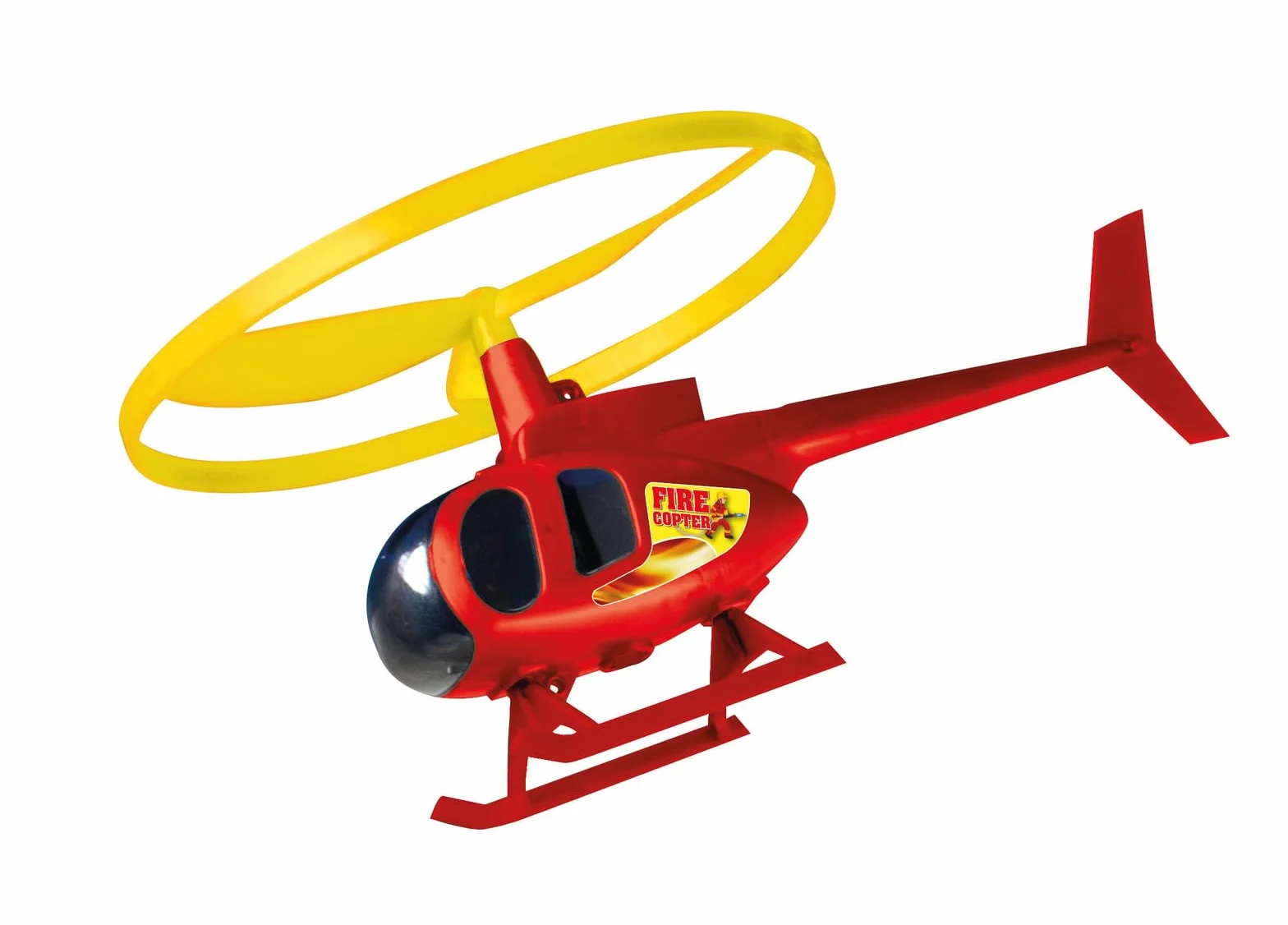 Günther Flugspiele 1678 - Helikopter strażacki, ok. Ø 12,5 cm, helikopter straży pożarnej z uchwytem szybkiego uruchamiania i rozrusznikiem, wznosi się wysoko i lata daleko, dzieci w wieku od 4 lat