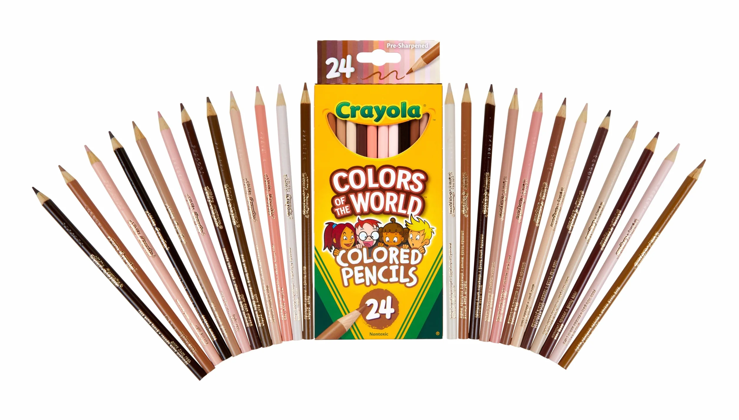 Crayola Colours of the World zestaw kredek do malowania skóry, dla dzieci w 24 odcieniach, dla dzieci z odcieniami skóry na całym świecie, zestaw do majsterkowania, od 3 lat