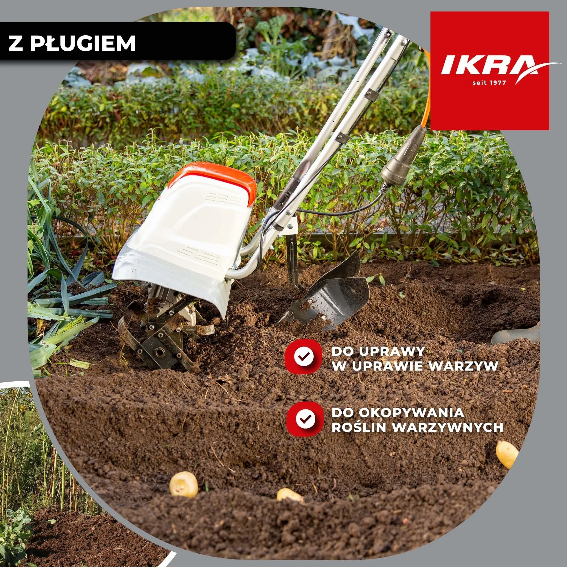 IKRA Glebogryzarka elektryczna FEM 1500 szerokość robocza 17-45 cm pług do mulczowania
