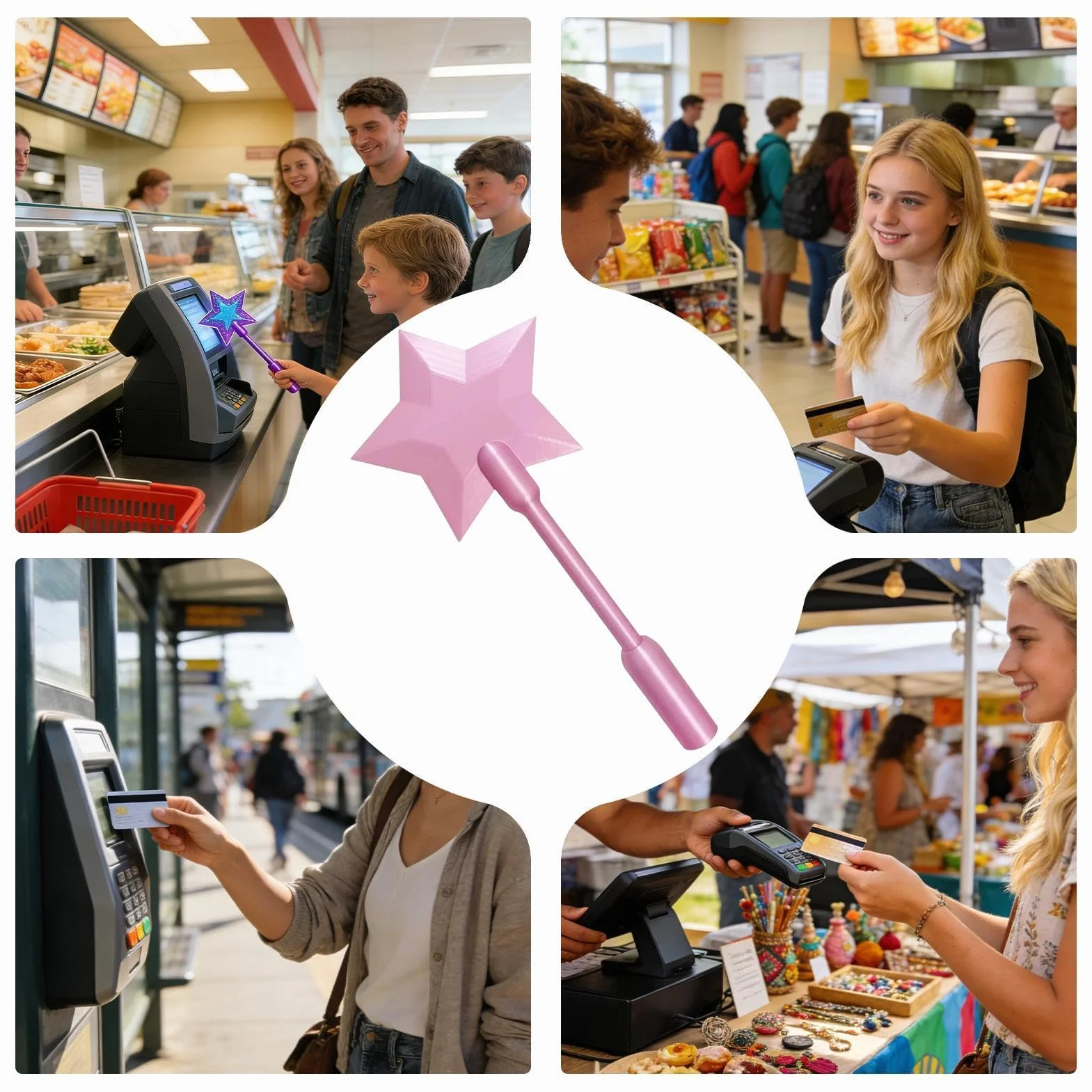 Credit Card Wand, 3D Printed Contactless Payment Stick & Card Holder for Kids, Teens, Adults, Cosplay, Magic Shows, Themed Events, Parties, Shopping
