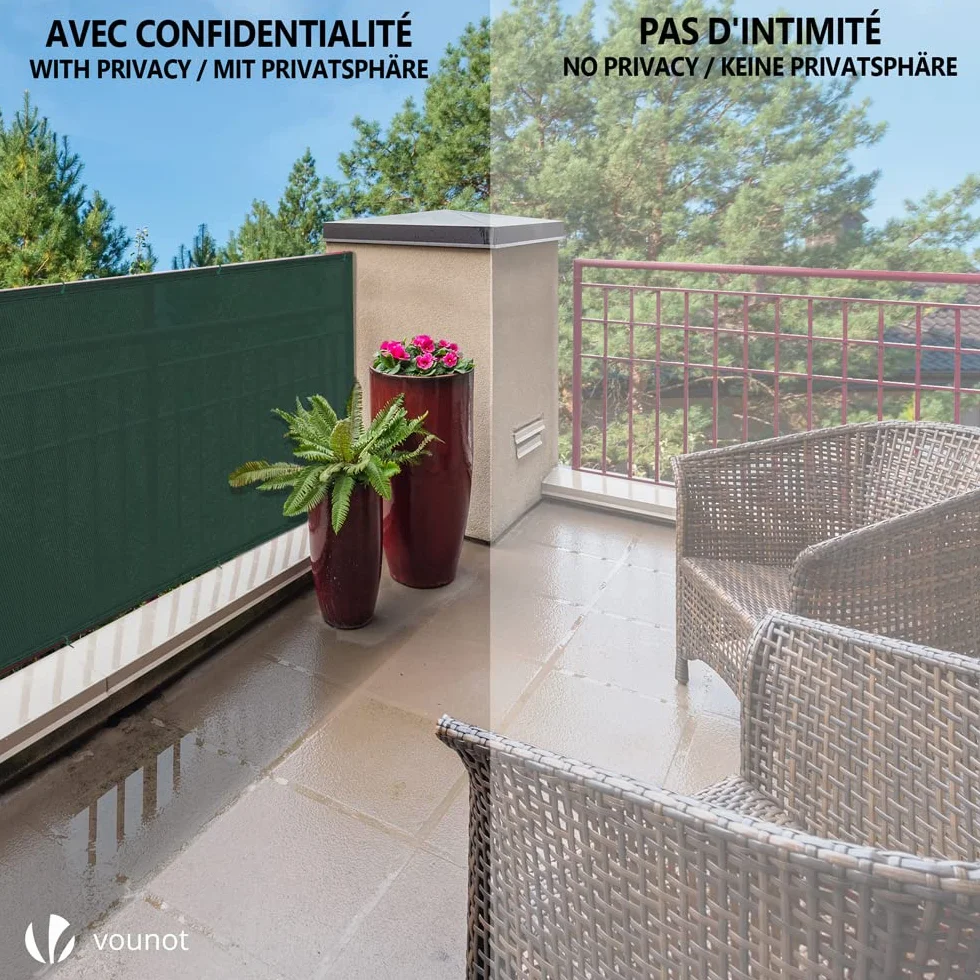 VOUNOT Siatka maskująca HDPE 1,5x10 m 150 g/m² 85% zacienienia odporna na UV zielona