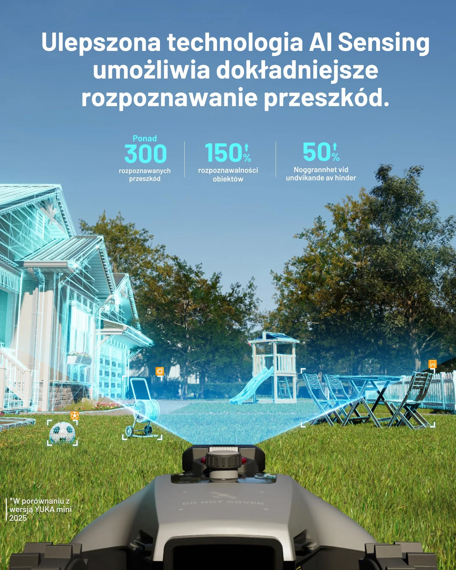 MAMMOTION YUKA mini 2 500 Robot Koszący z Garażem, 500 m², AI Trójkamerowa Obróbka Obrazu, Automatyczna Kartografia, DropMow