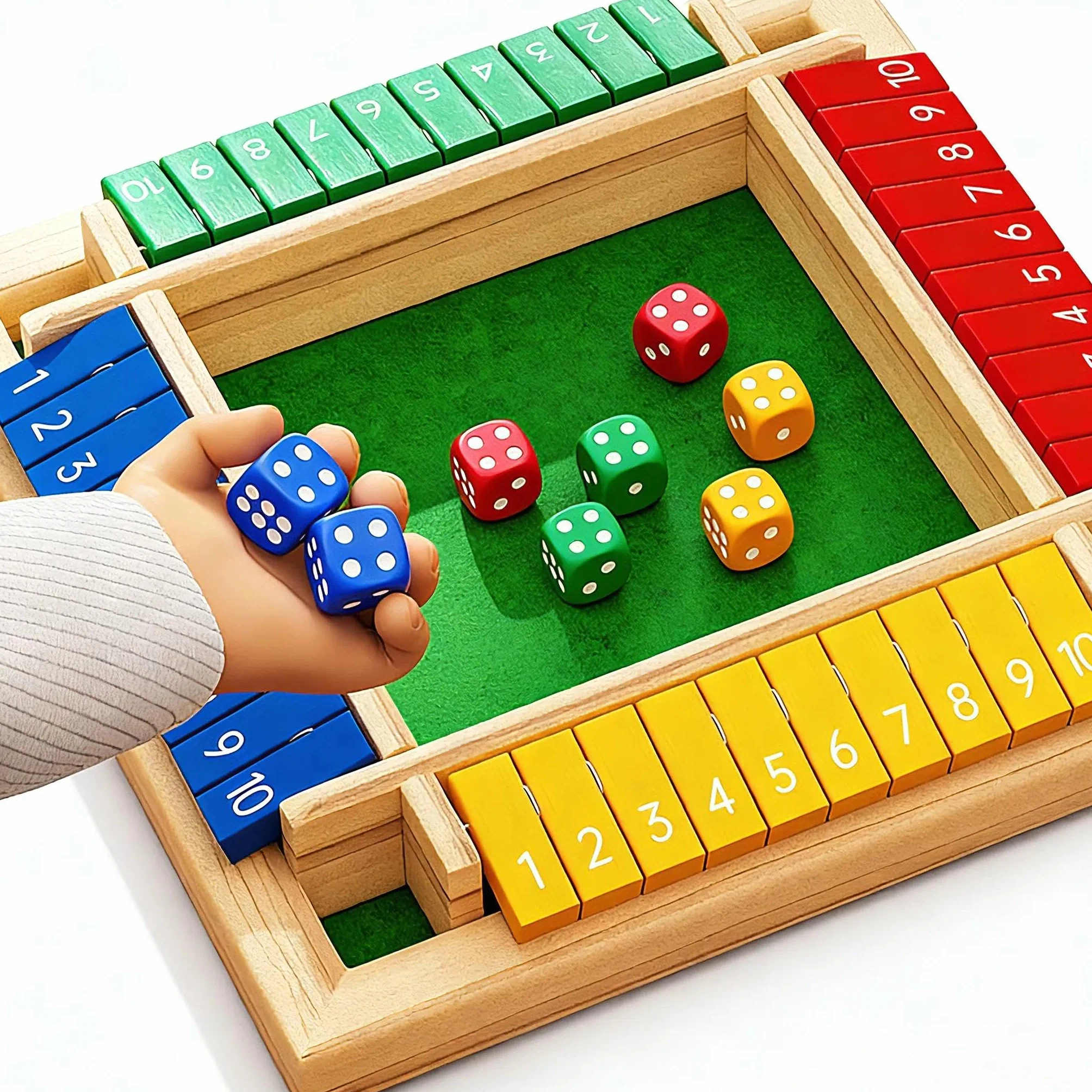 Shut the Box 2-4 gracze gry planszowe, drewniana gra planszowa z 8 kośćmi, gra w kości w pudełku, gry matematyczne, dla dorosłych dzieci, klasa rodzinna lub bar