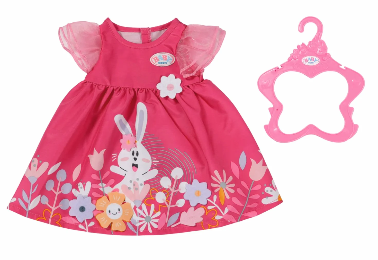 BABY born Dress Flowers - Fits BABY born dolls up to 43cm - Set Includes Flower Dress and hanger - Suitable for children aged 3+ years - 832639
