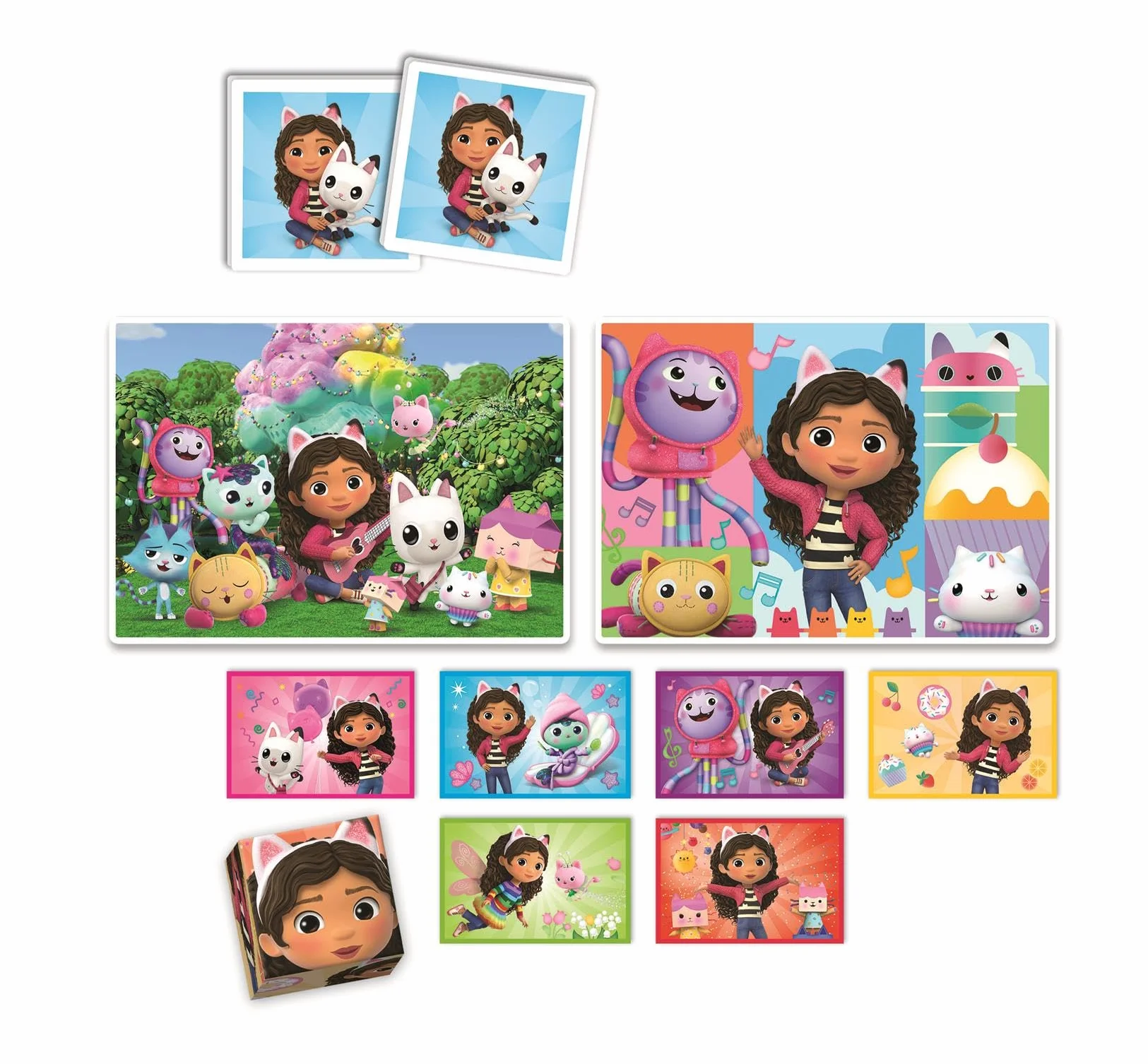Clementoni Edukit 4 w 1 Gabby's Dollhouse - kolekcja gier dla dzieci w wieku przedszkolnym od 3 lat - w zestawie 2 puzzle, gra memo i puzzle, 18319