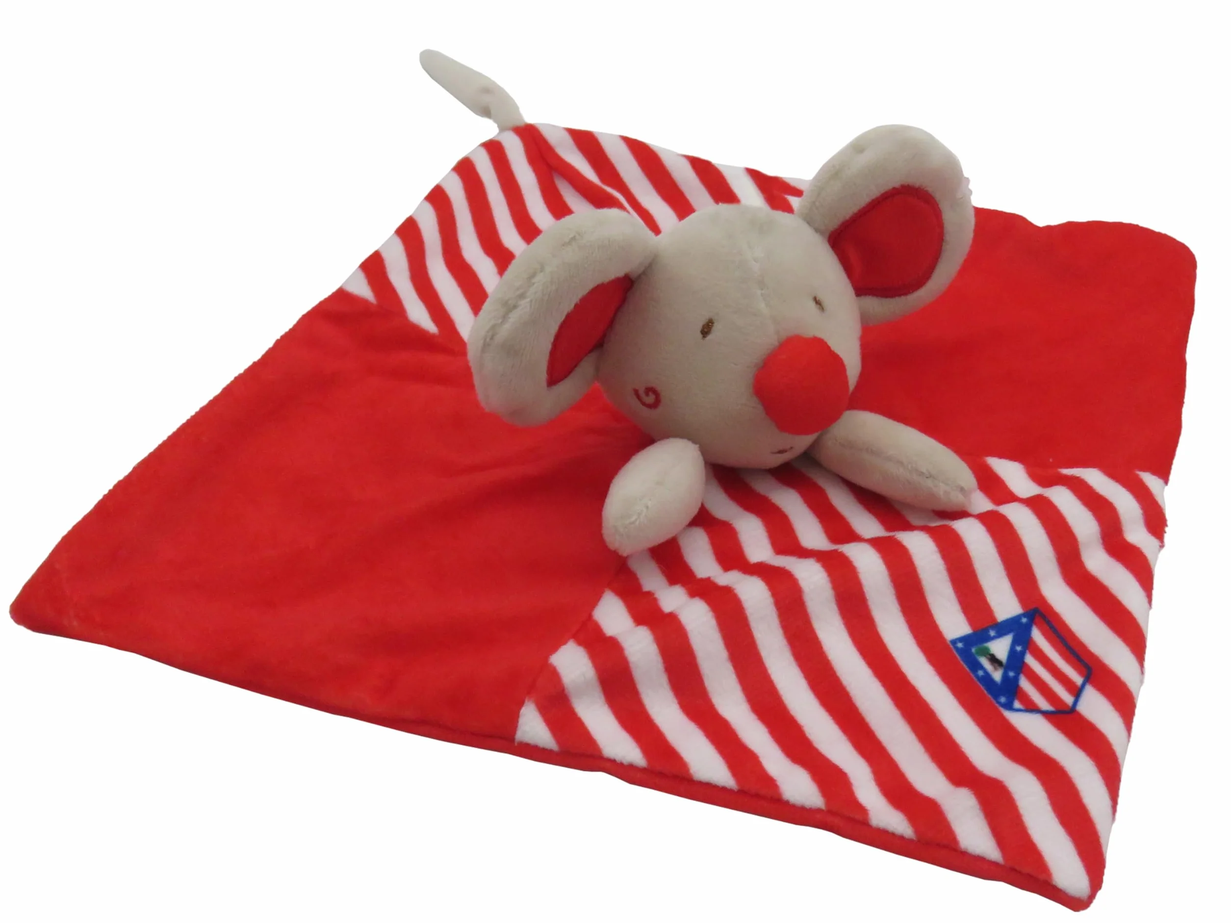 CyP Brands Atletico Madryt Doudou dla niemowląt, przywiązanie do przytulania, pluszowe zabawki dla dzieci, myszka, Wandi, oficjalny produkt