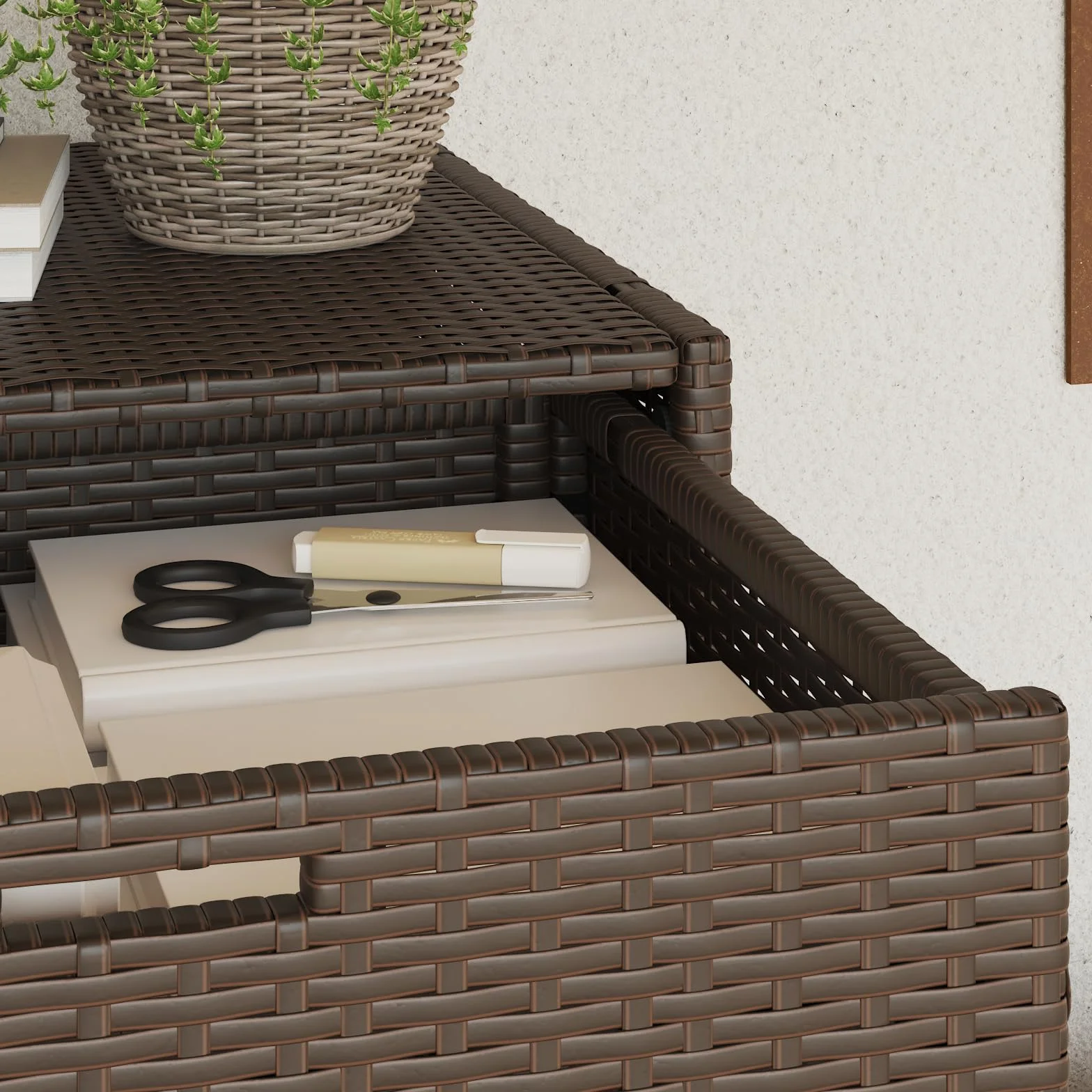 vidaXL Szafka ogrodowa polirattan brązowa 105x55x113 cm