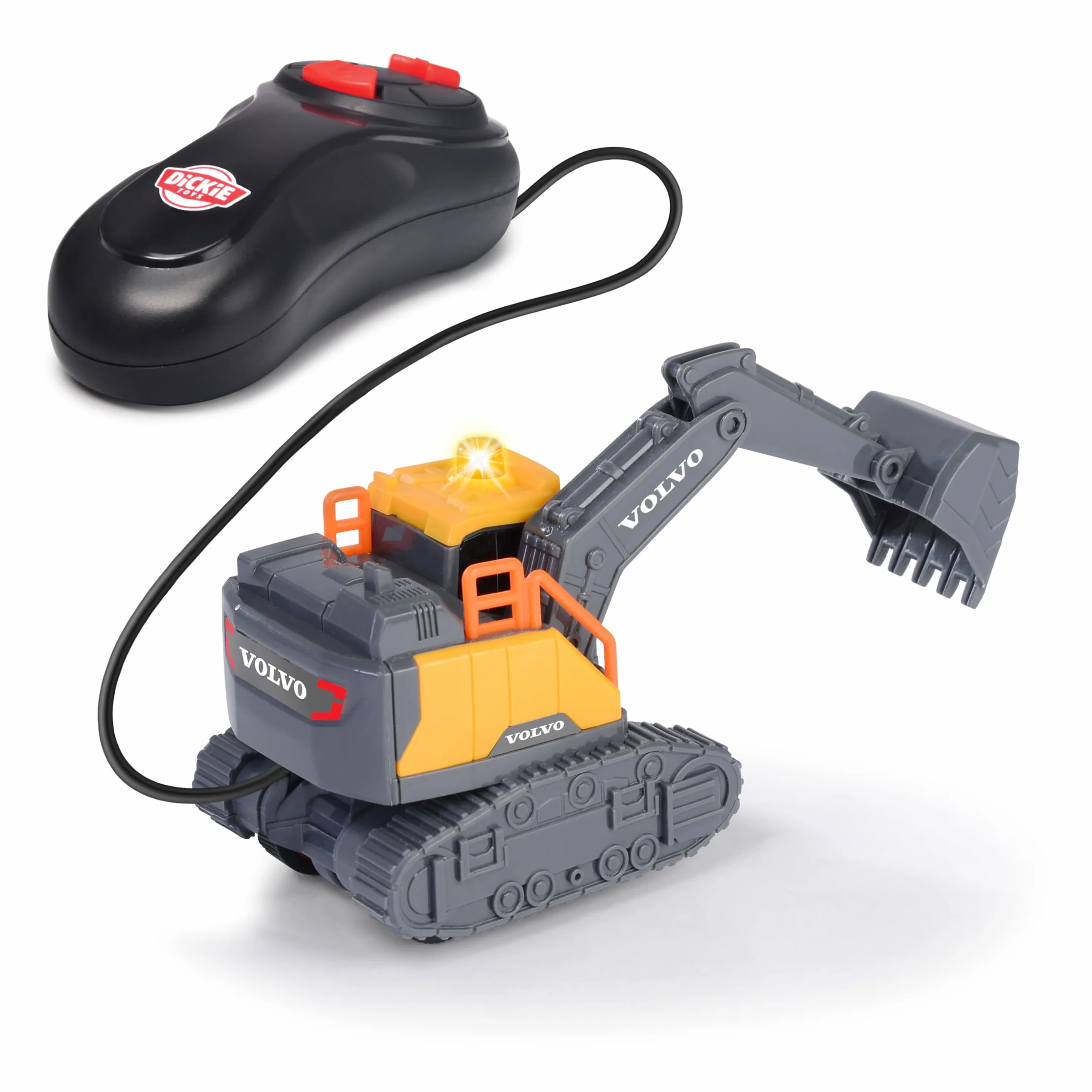 Dickie Toys 203722013 VOLVO Koparka, sterowany pojazd budowlany z pilotem, światła, ruchome ramię 14cm
