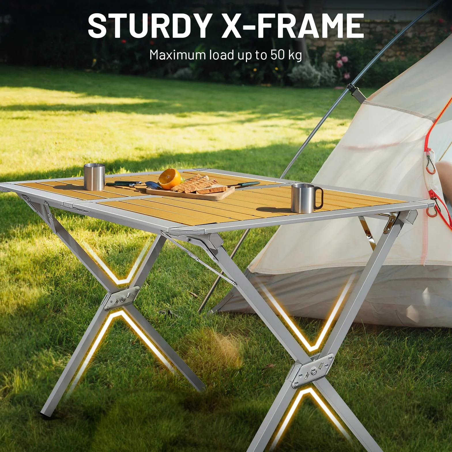TIMBER RIDGE Składany stół kempingowy aluminiowy 110 x 70 cm dla 4-6 osób