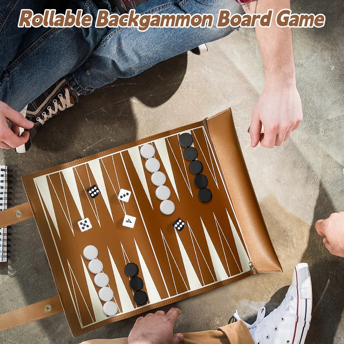 Zestaw do gry w backgammon: boisko do gry szer. x gł.: 35,5 x 25,2 cm, zwijany, klasyczny backgammon podróż z akcesoriami, składana, przenośna gra planszowa, dla dorosłych