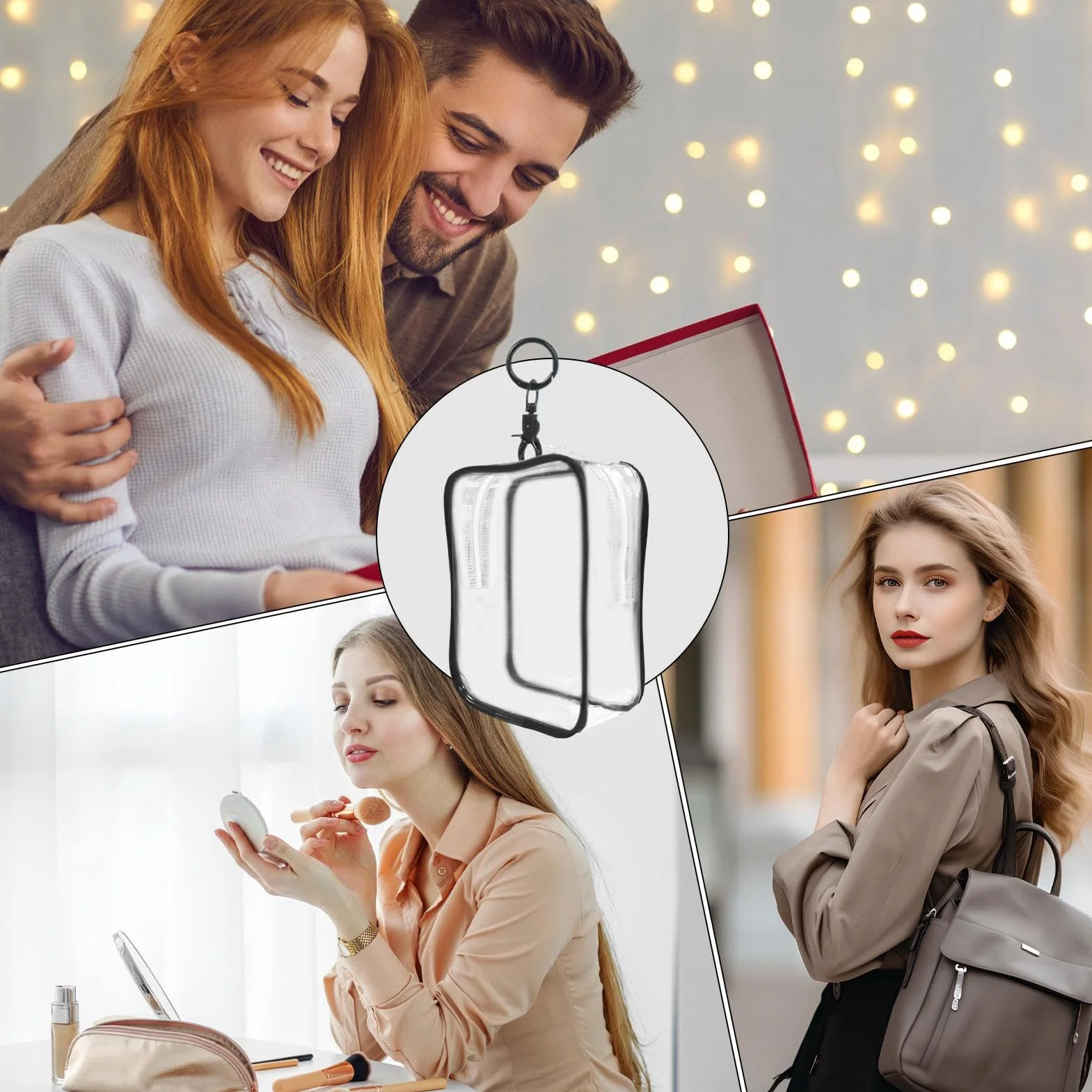 Wyczy?? etui na brelok do kluczy, gablot? dla lalek | Wielofunkcyjna kwadratowa torba ekspozycyjna,Kwadratowy model figurki z breloczkiem, przezroczysty organizer do przechowywania figurek dla ma?ych