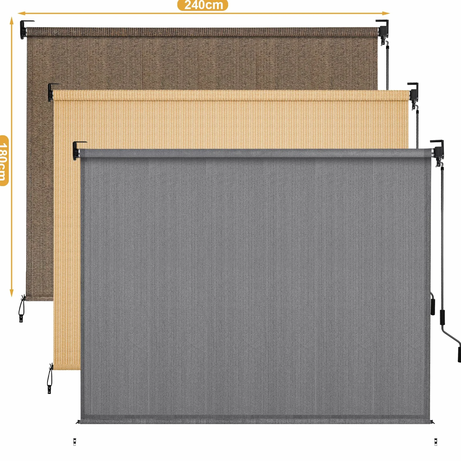 LIFERUN Markiza pionowa 240 x 180 cm HDPE do pergoli tarasowej z bezprzewodową korbą