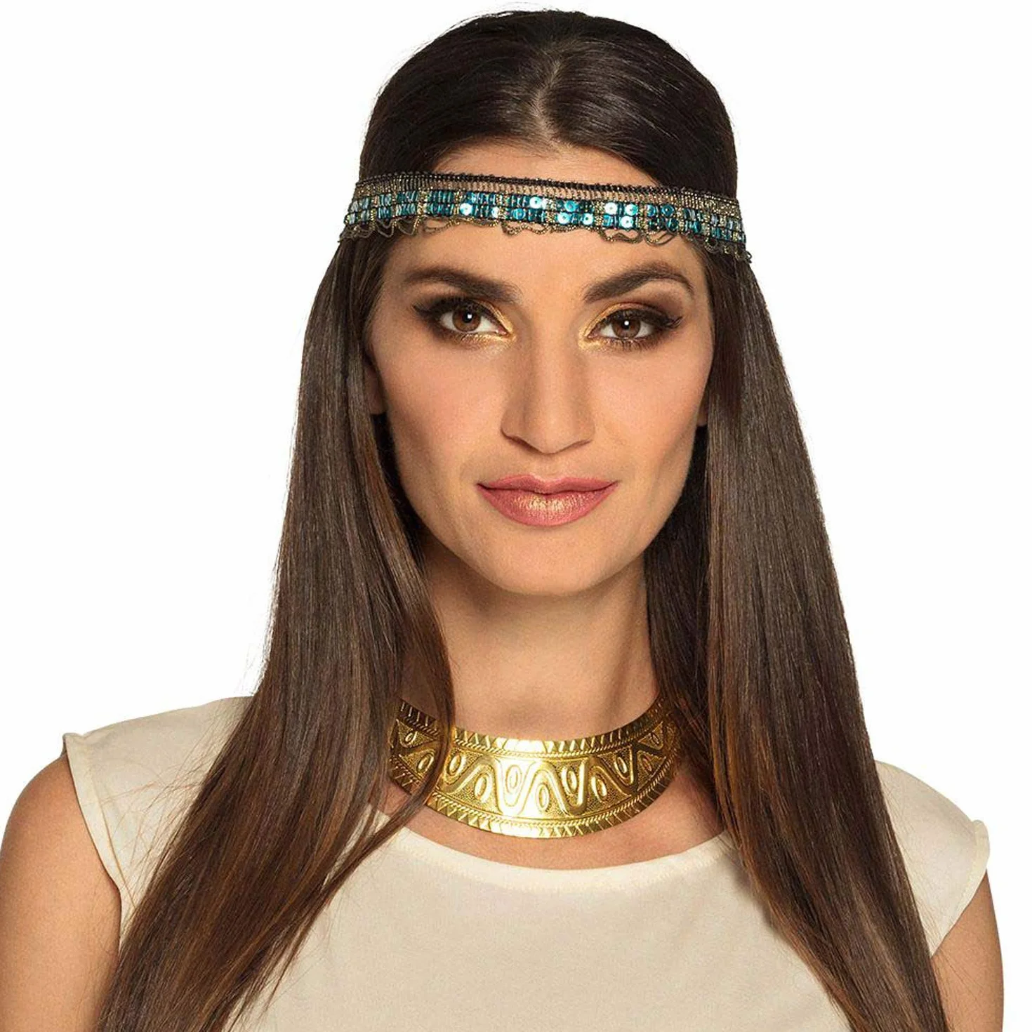 Boland 64423 – naszyjnik Noble of the Nile, złoty łańcuszek, Egipterka, Cleopatra, modna biżuteria, karnawał, impreza tematyczna