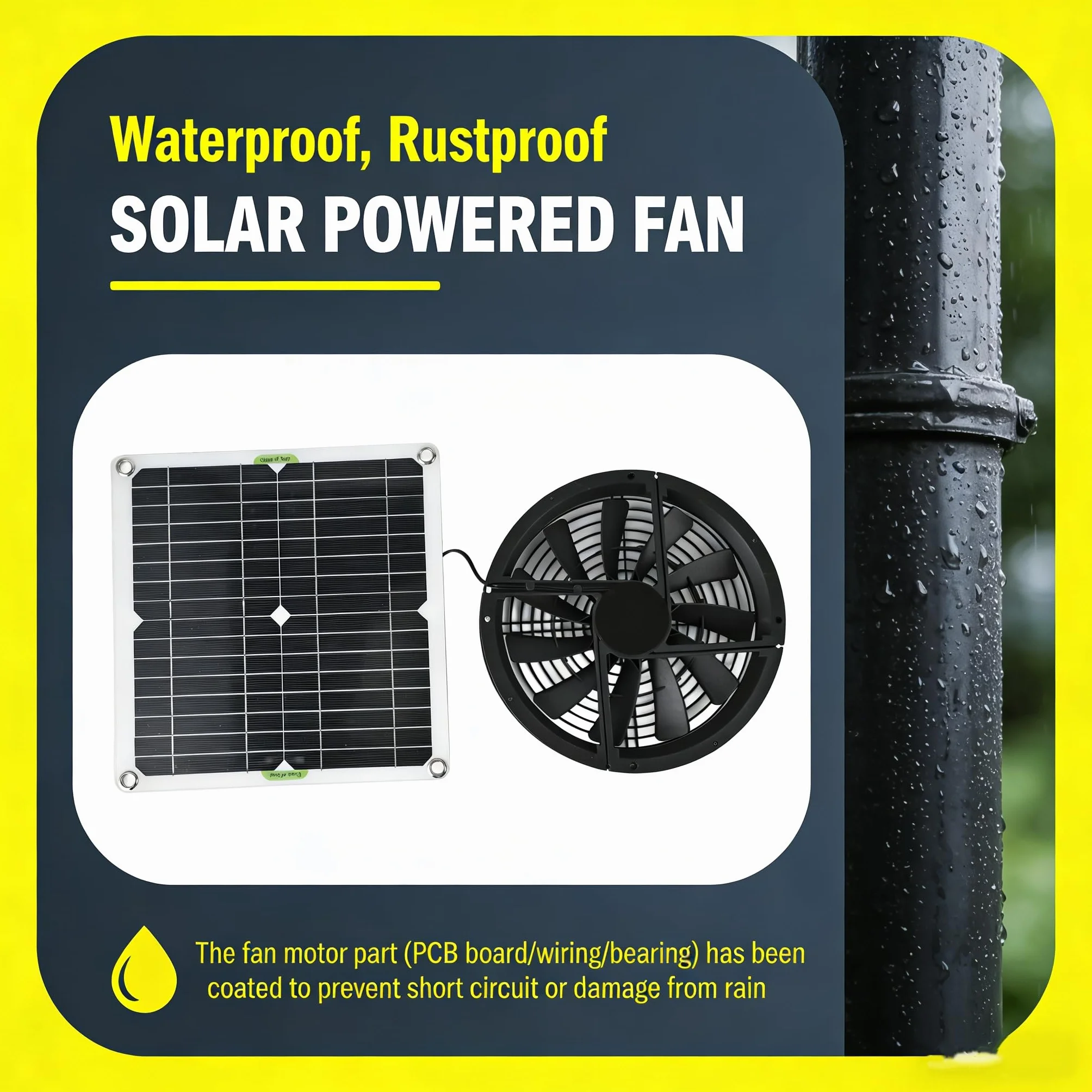 Wentylator słoneczny 100W Wodoodporny Okrągły Wentylator Wyciągowy do Szklarni