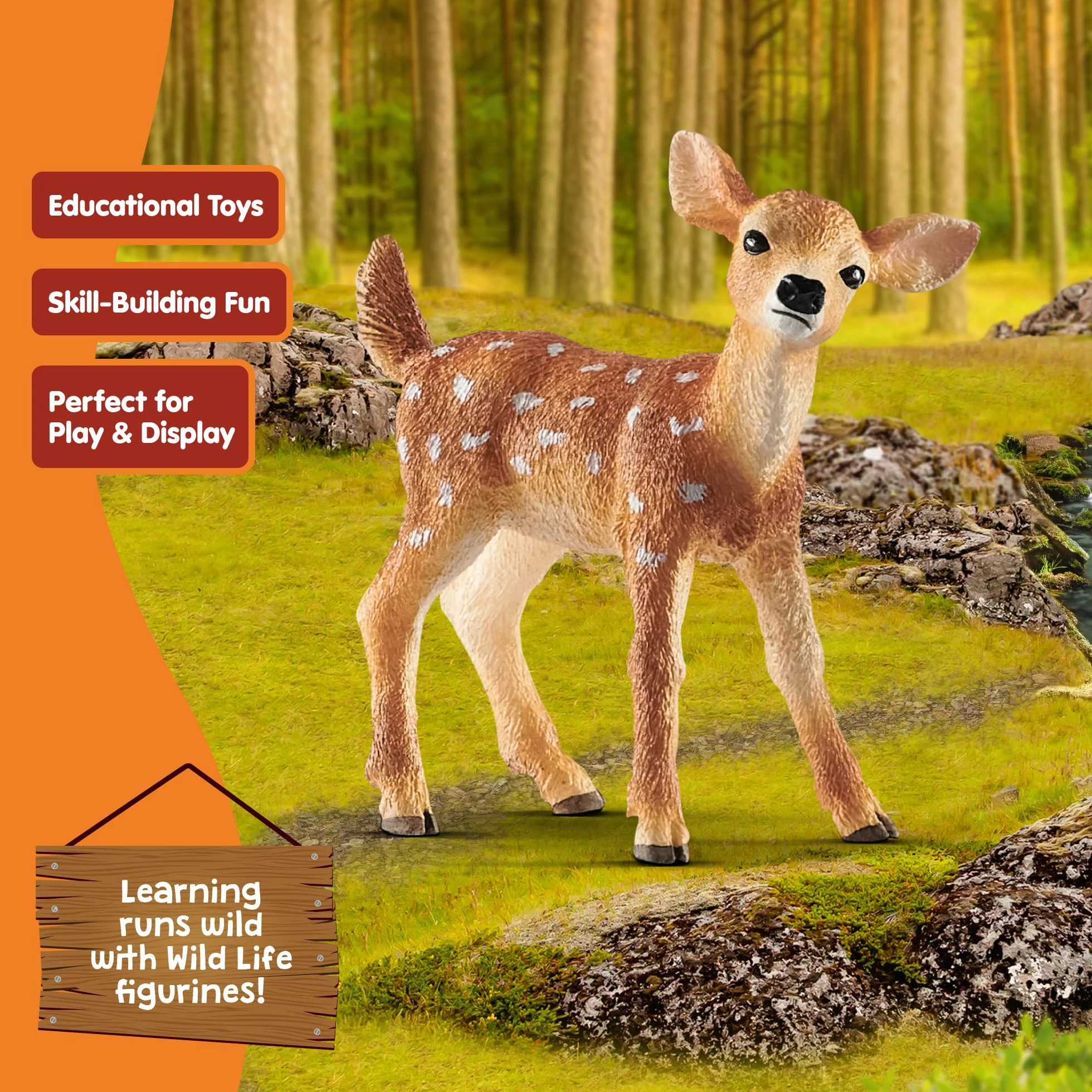 schleich WILD LIFE | Jelonek wirginijski 14820 | realistyczna figurka zwierzęcia | zabawka zoo i prezent dla dziewczynek i chłopców | figurka kolekcjonerska | od 3 lat | 5 x 2 x 5 cm