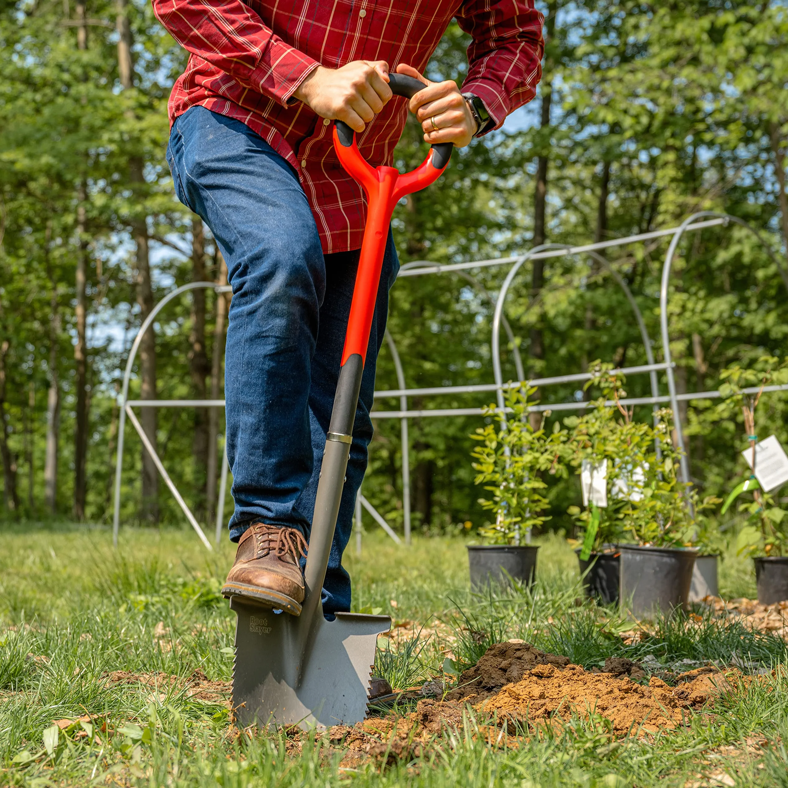 Radius Garden Root Slayer łopata korzeniowa czerwona okrągła głowica